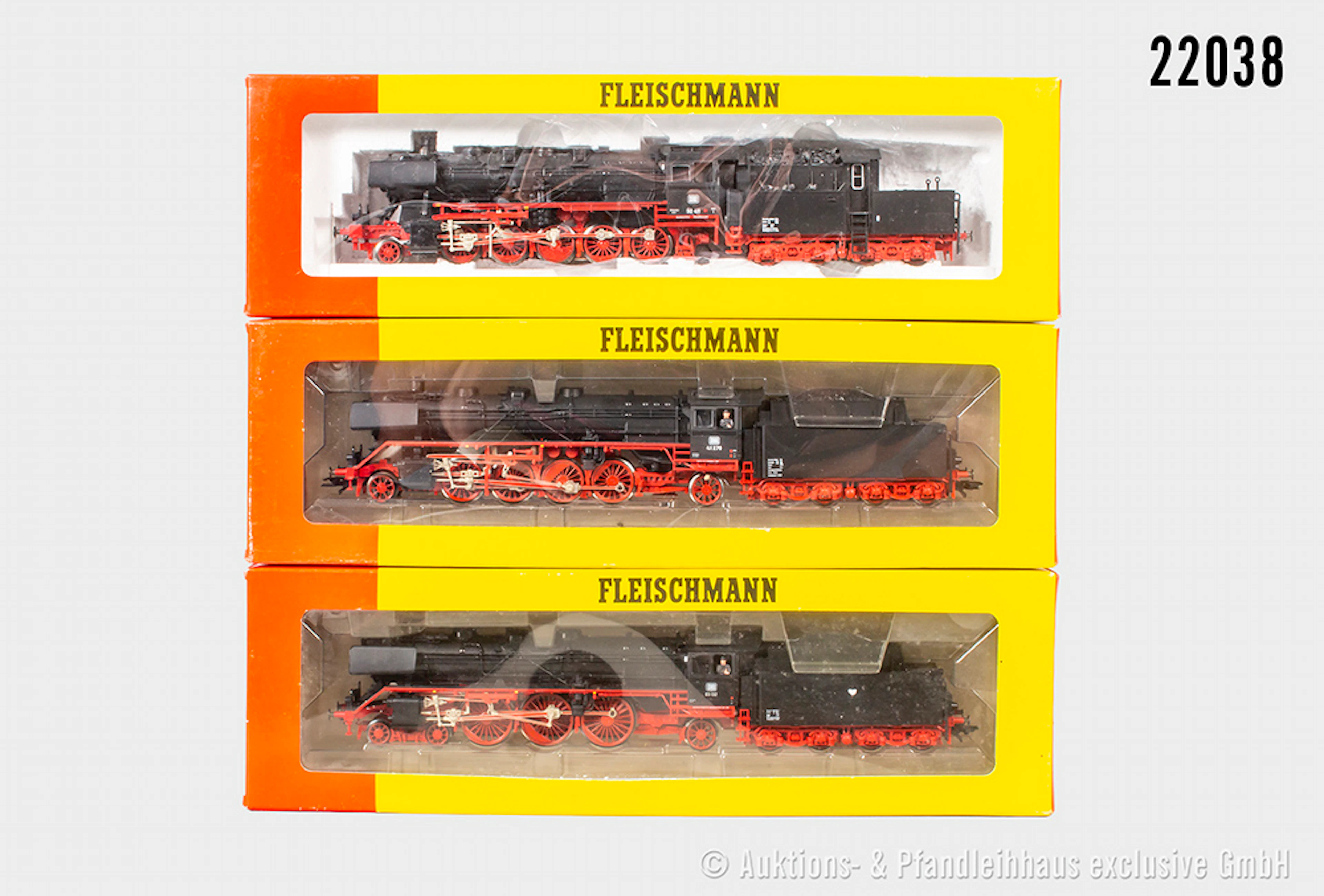 3x Fleischmann H0 Dampflok, DB: 4175/92, BN 50 411 & 4130, BN 41270