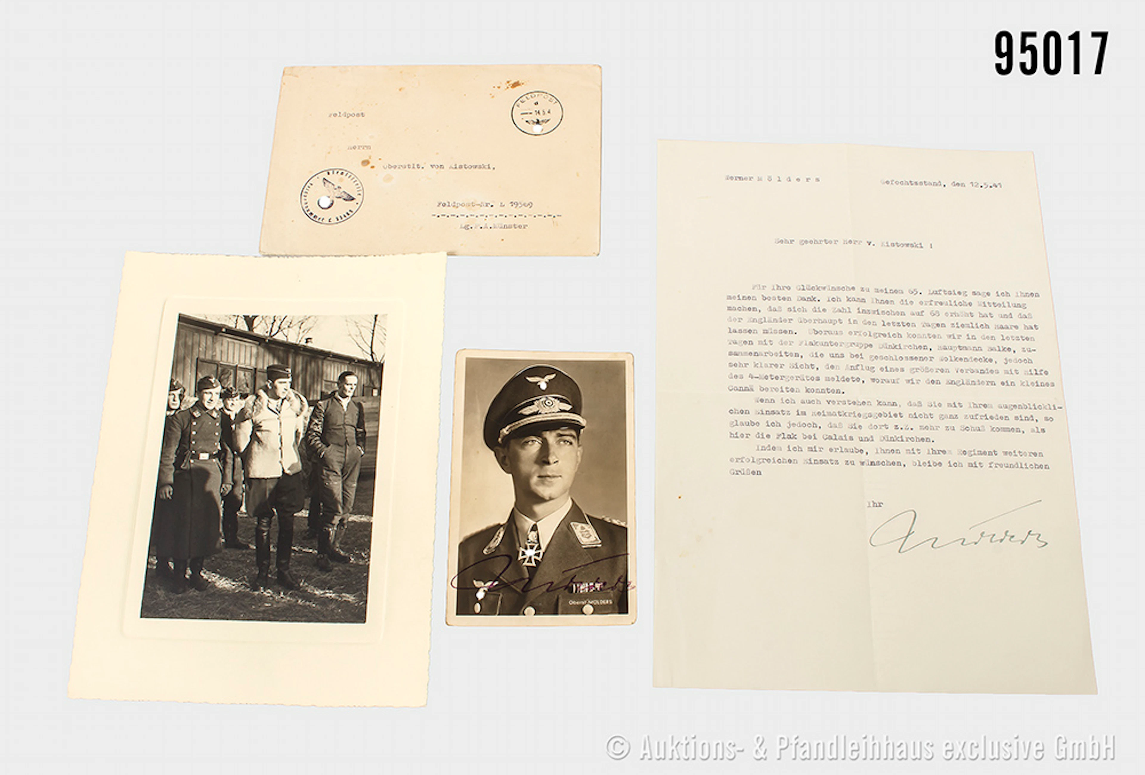 Konv. Hoffmann Portrait-Postkarte von Oberst Mölders mit OU, großformatiges