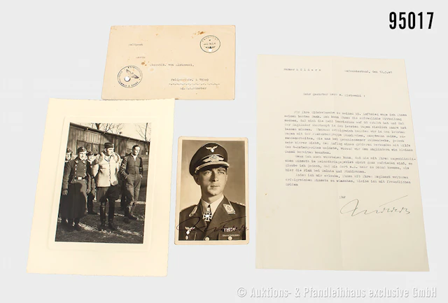Konv. Hoffmann Portrait-Postkarte von Oberst Mölders mit OU, großformatiges