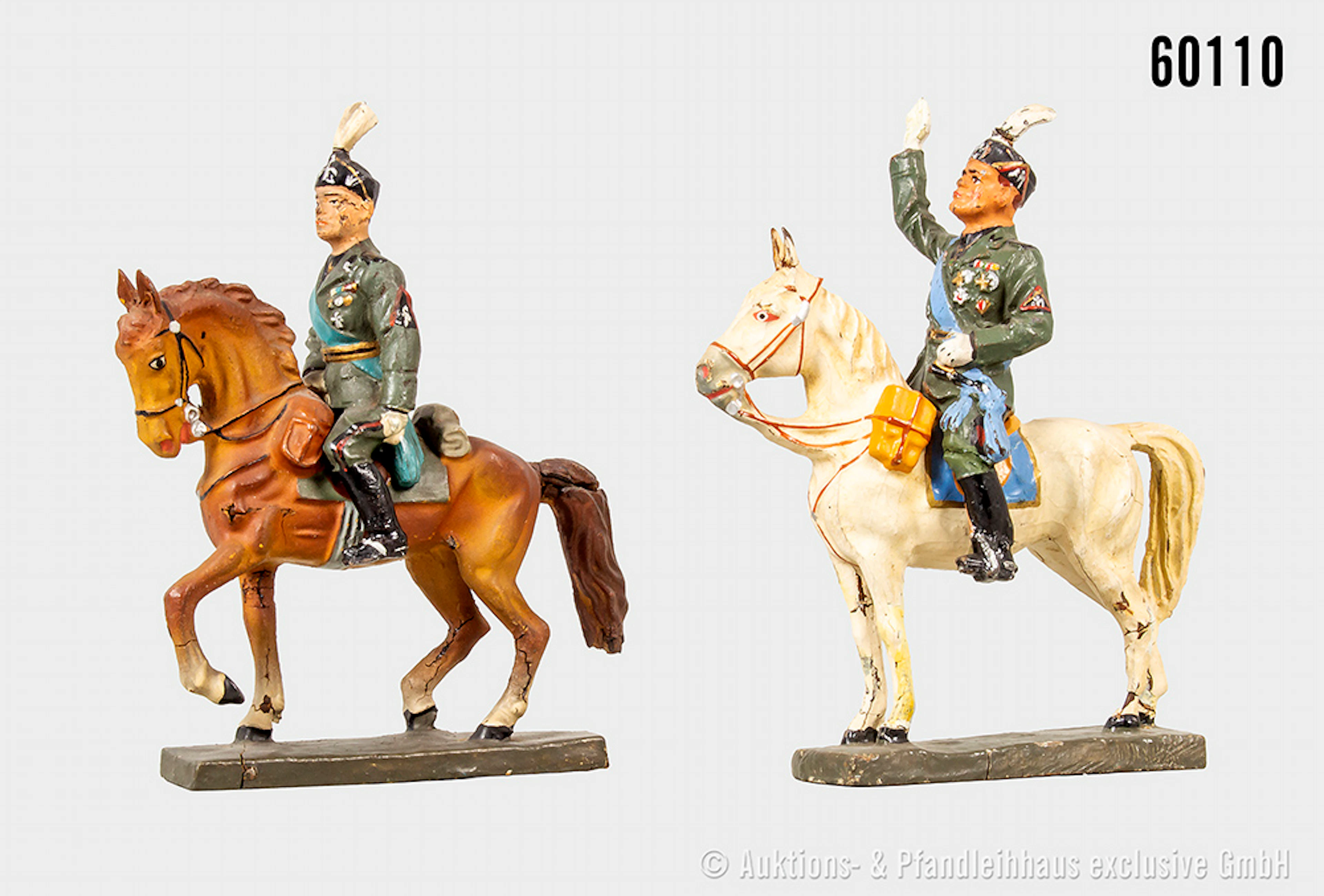 Lineol Elastolin Mussolini zu Pferd, Varianten, Masse, 7 cm, vereinzelt