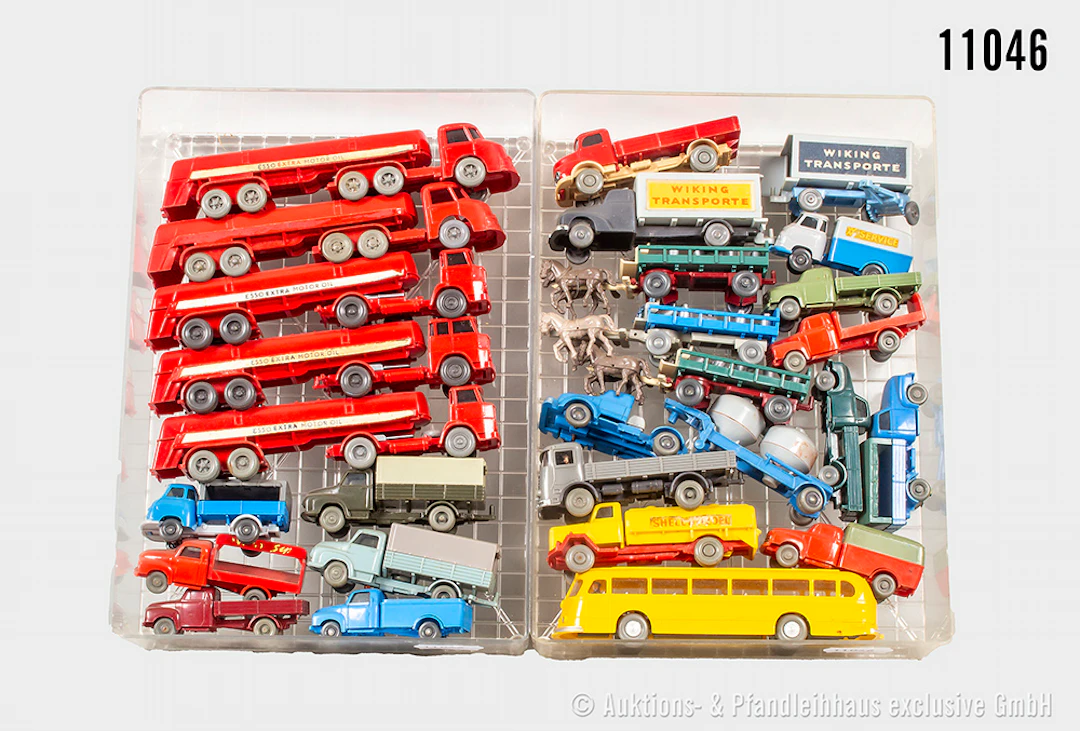 Wiking H0 Modellautos, Lkw, Bus und Pferdewagen, teils unverglast, Z 3