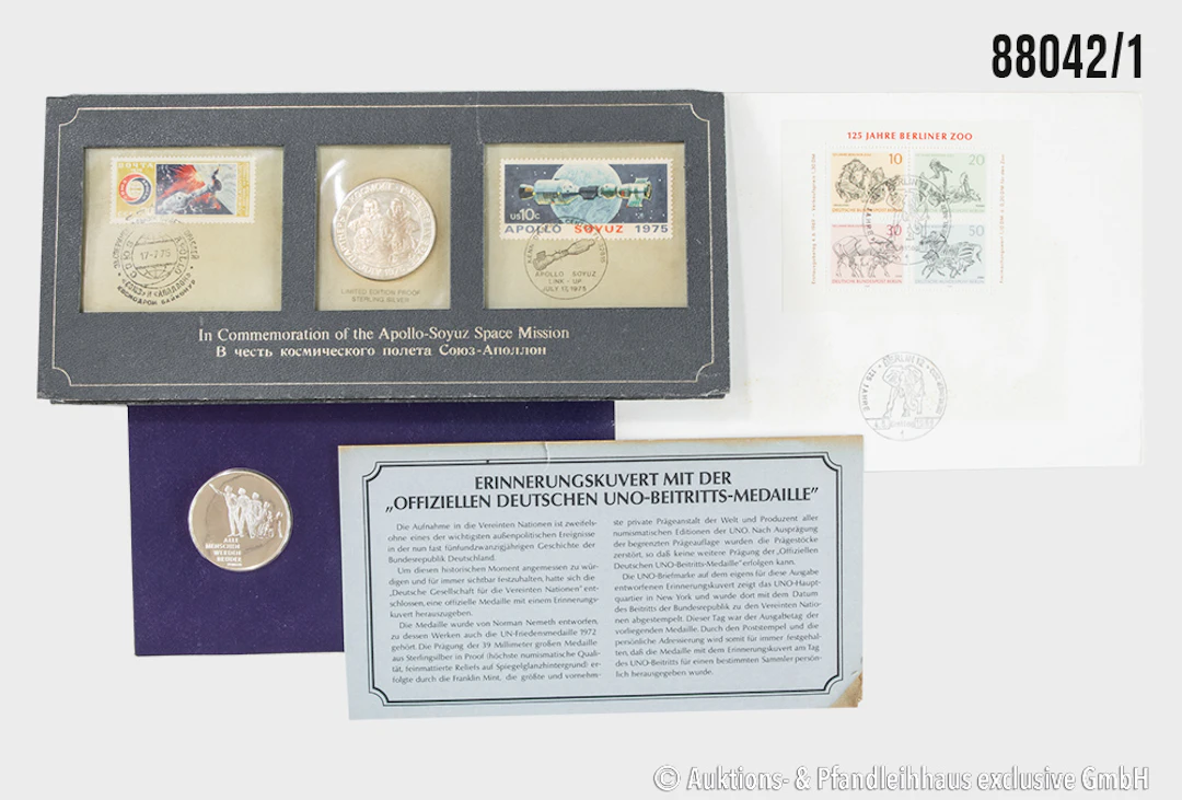 Konvolut 2 Medaillen, 1x UNO Beitrittsmedaille 1973 Vereinte Nationen
