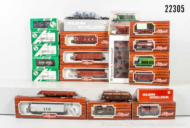 H0 vers. Marken u.a. Liliput/Klein Modellbahn ca. 24x Güterwagen: