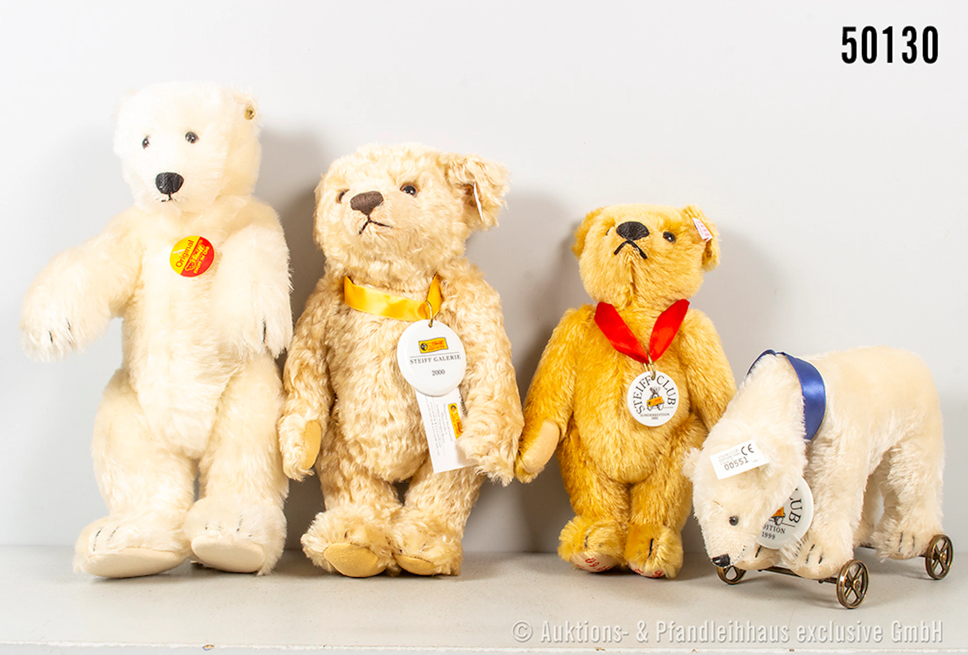 Steiff Bären, Mohair/ Mohairplüsch, Galerie 2000, KF, Porzellanplakette
