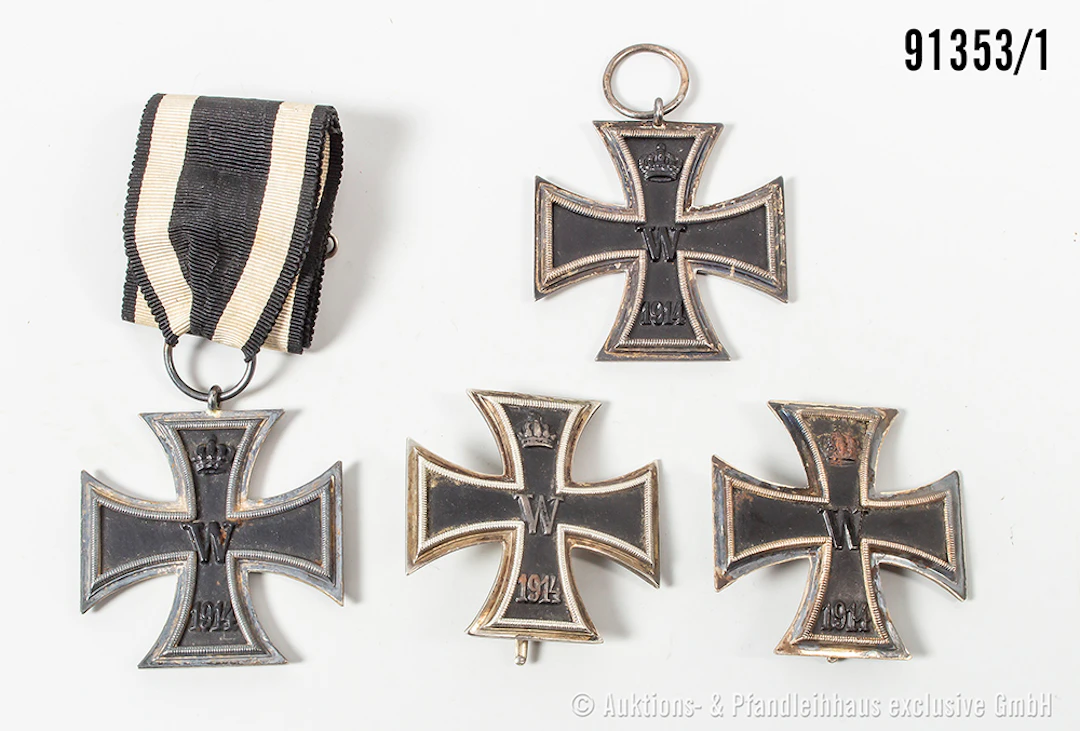 Konv. 2 beschädigte EK 1 1914, 1 x korrodierter Eisenkern und 1 x