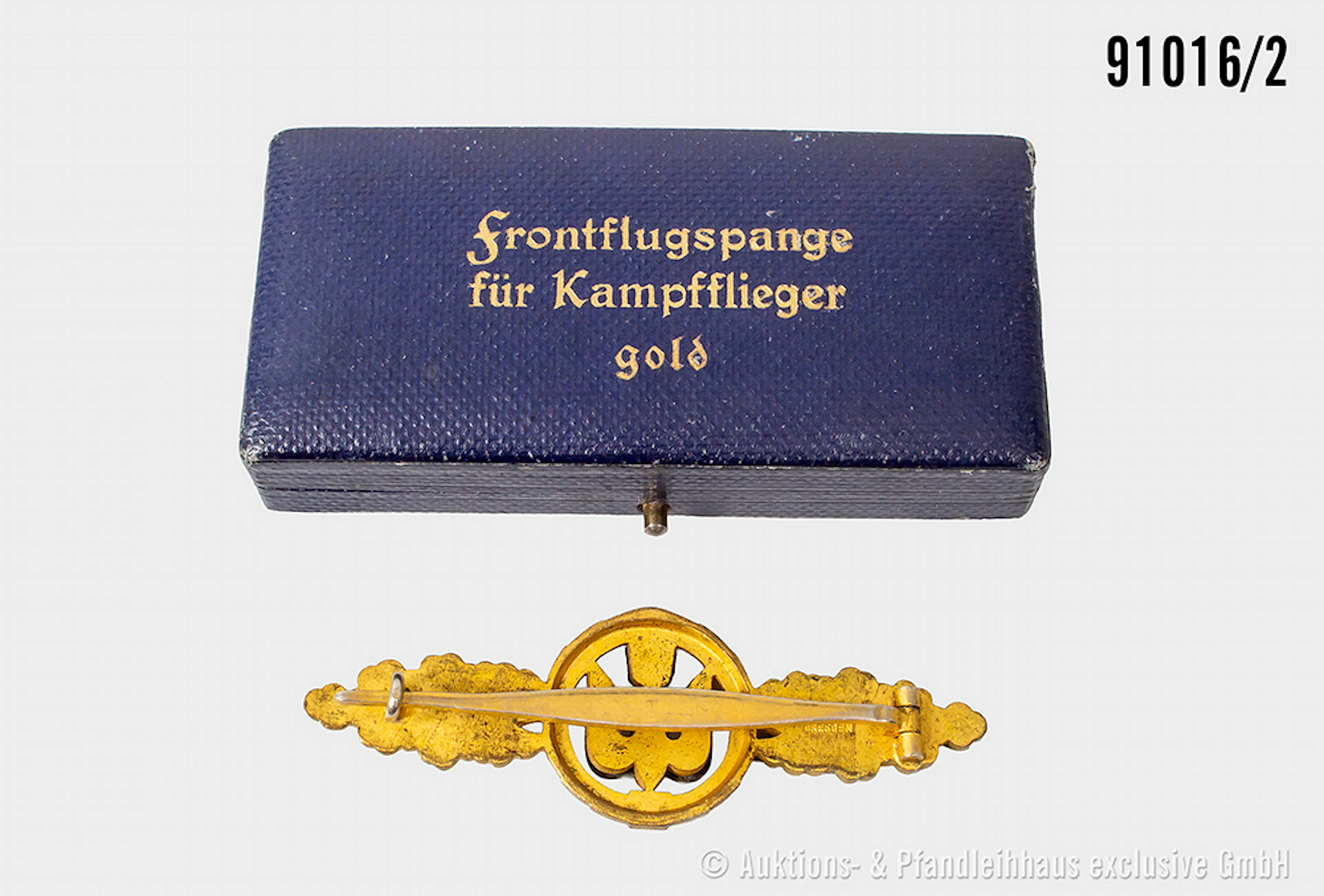 Frontflugspange für Kampfflieger in Gold, Buntmetall-Ausführung, Hersteller