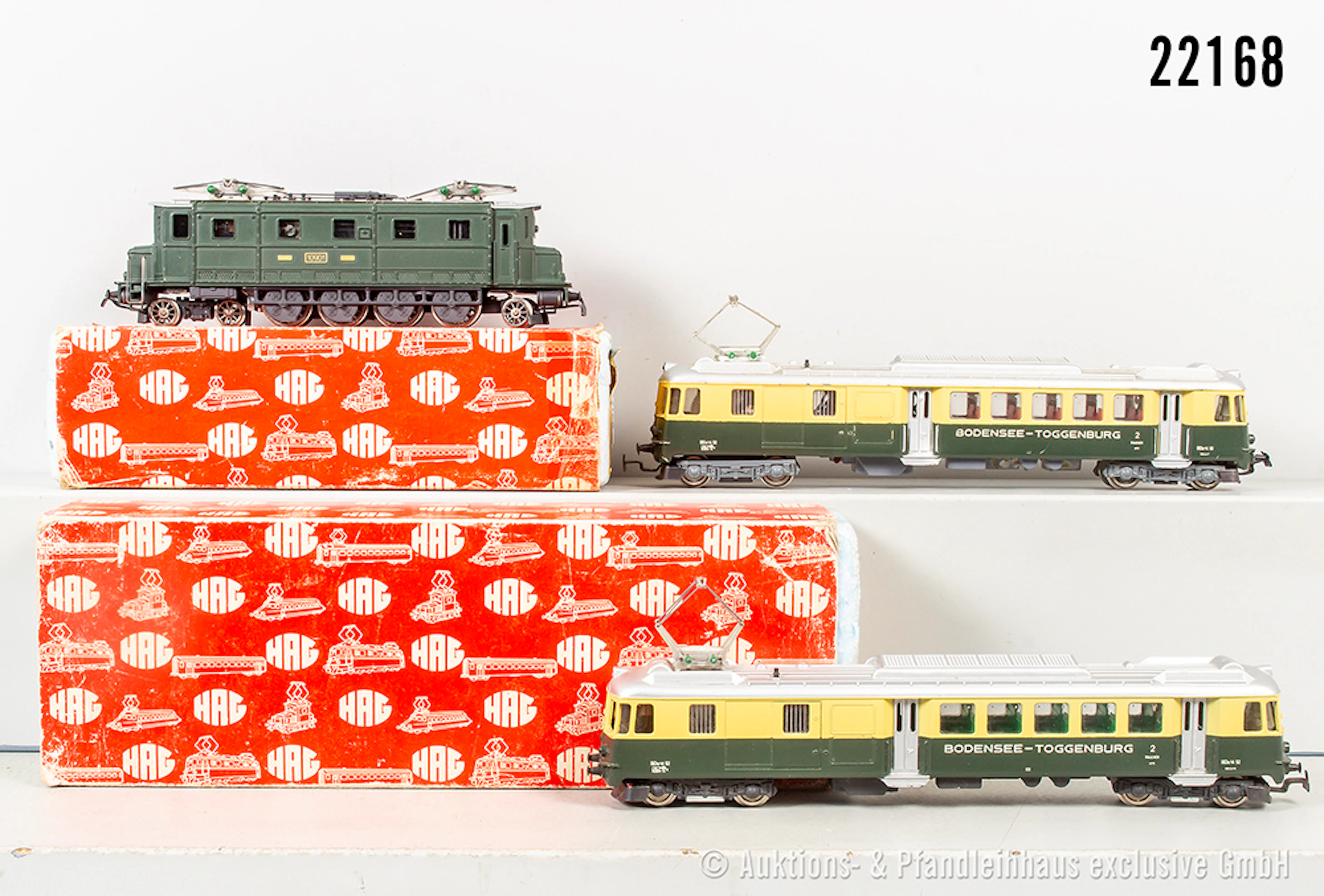 HAG H0: 2x 191 E--Triebwagen DBe 4/4, BT, BN 52 & 141 E-Lok Ae 4/7