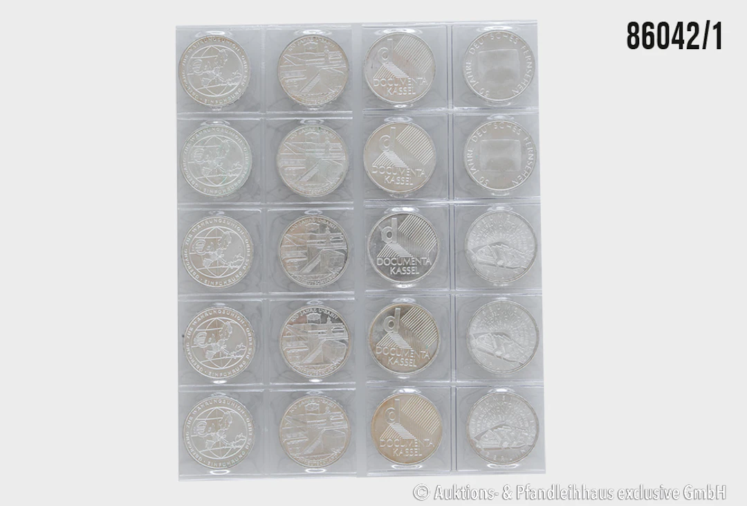 BRD Konvolut 20x 10 Euro, Ausgabe 2002, 5 verschiedene Motive manche