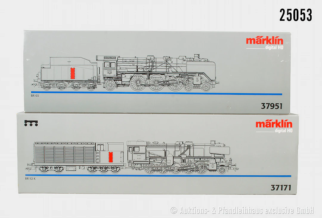2x Märklin digital H0, Dampflok: 37951, DRG, BN 03 156, verharzt &