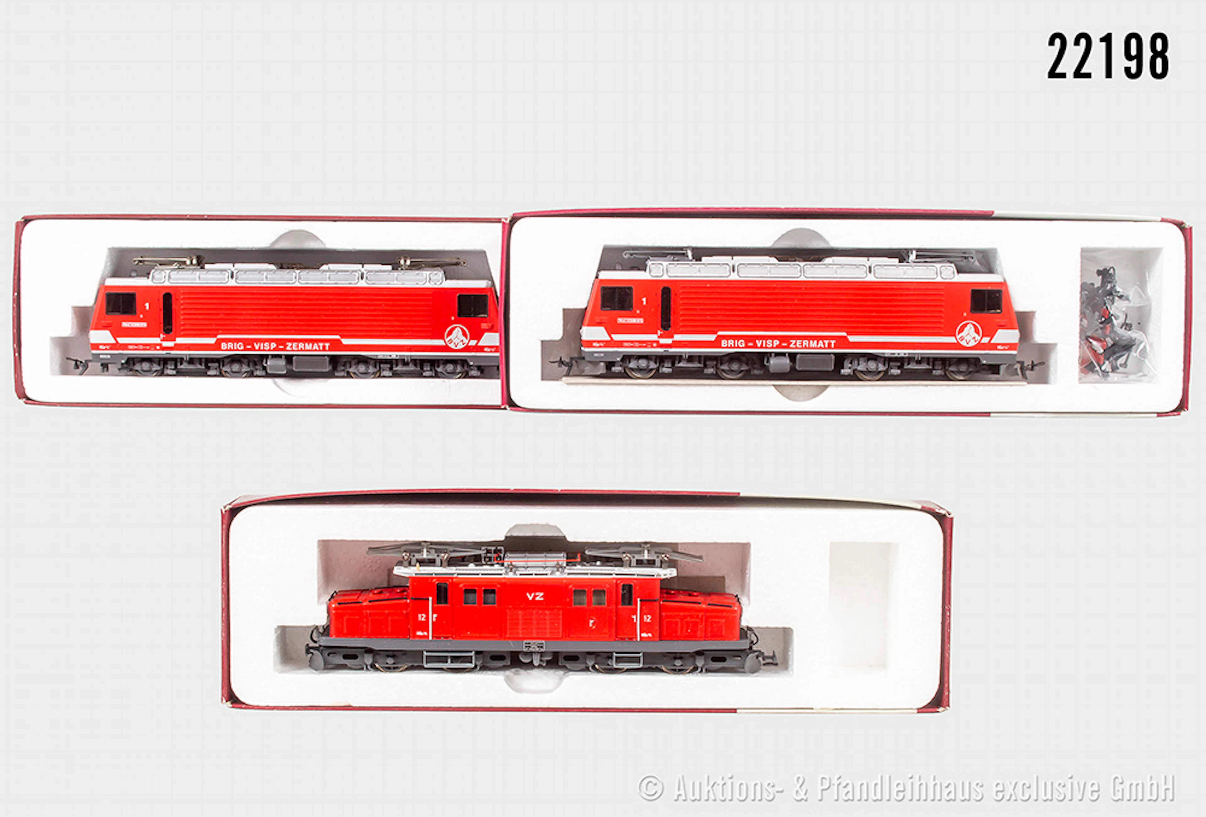 3x Bemo H0m E-Lok HGe 4/4, BVZ: BN 12 & 2x BN 1, Z 1-2, OVP