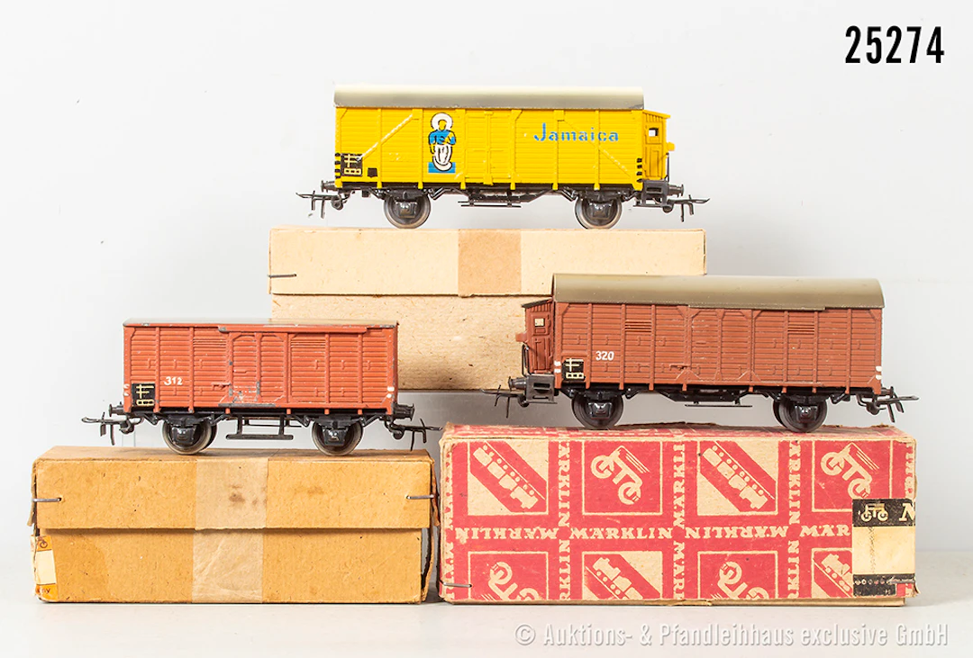 Märklin H0: 312, Typ 1, Güterwagen mit Flachdach & 320 Güterwagen