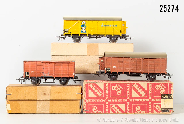 Märklin H0: 312, Typ 1, Güterwagen mit Flachdach & 320 Güterwagen