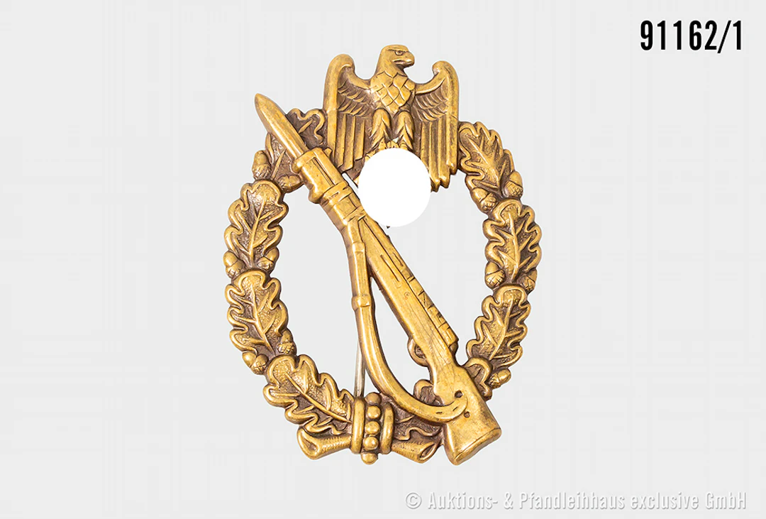 Infanterie-Sturmabzeichen in Bronze, hohle Buntmetallausf., guter