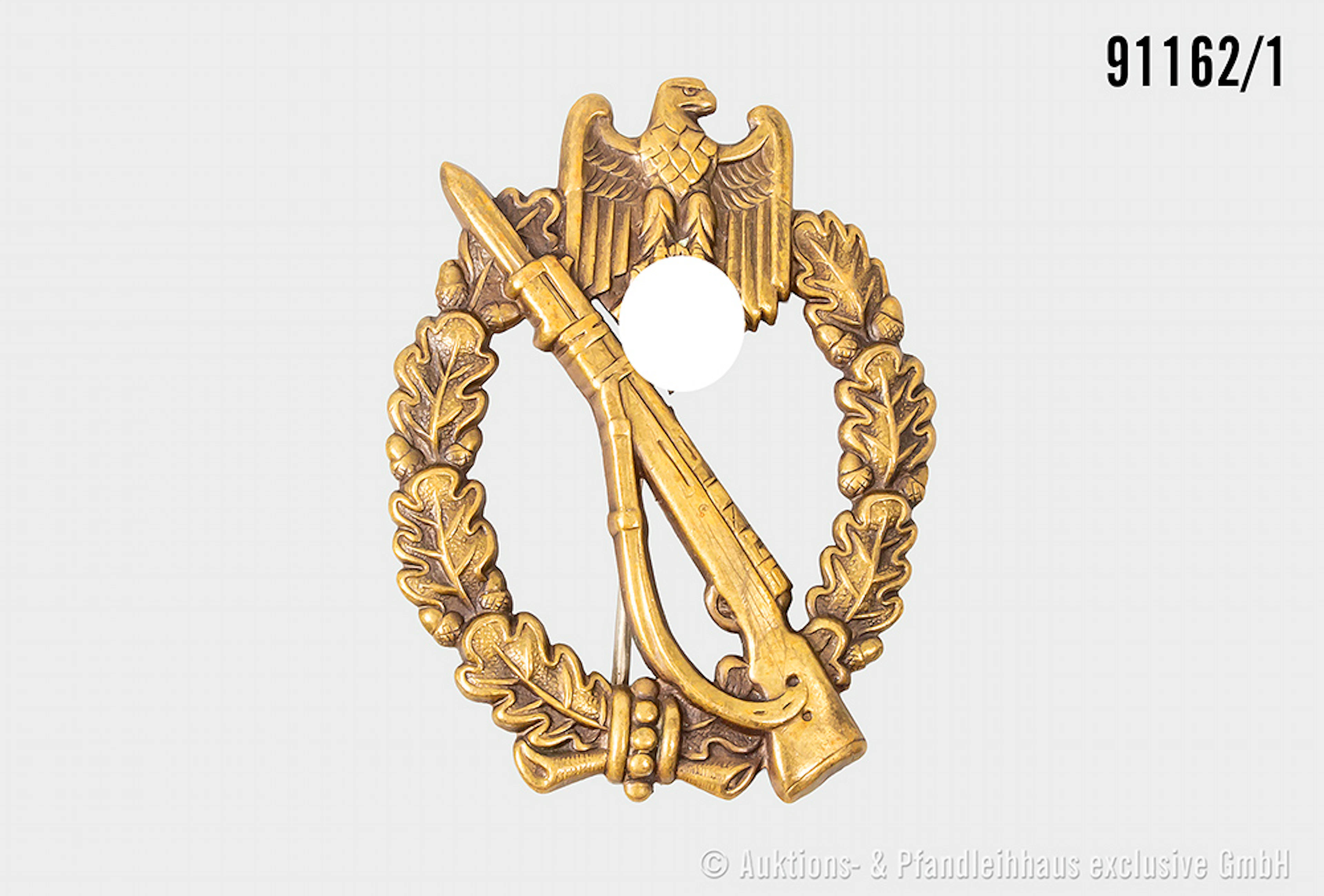 Infanterie-Sturmabzeichen in Bronze, hohle Buntmetallausf., guter