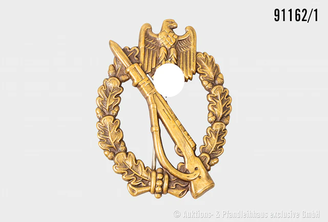 Infanterie-Sturmabzeichen in Bronze, hohle Buntmetallausf., guter