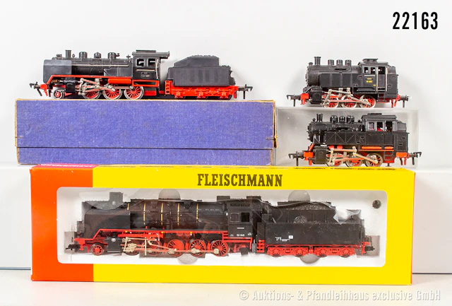 4x Fleischmann H0, Dampflok, DRG: 1320, BN 80 1952 & BR 80 & 1350
