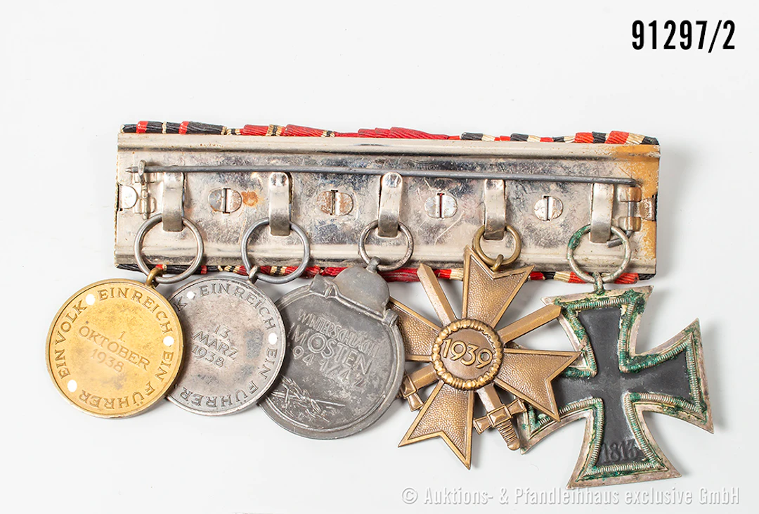 5er Ordensspange EK 2 1939, KVK 2. Klasse mit Schwertern, Ostmedaille
