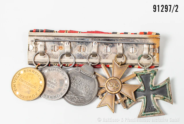 5er Ordensspange EK 2 1939, KVK 2. Klasse mit Schwertern, Ostmedaille