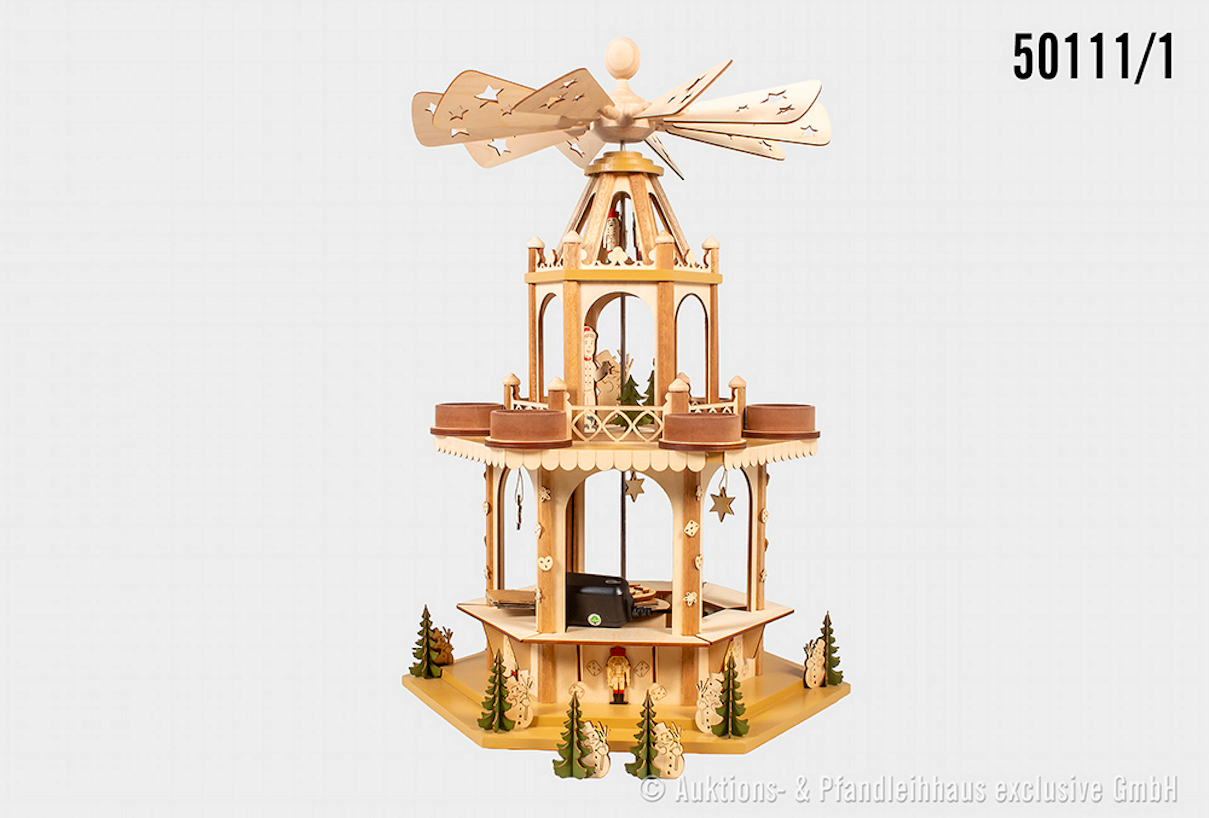 Steiff Christkindlmarkt-Glühweinstand, Holz, Weihnachtspyramide mit