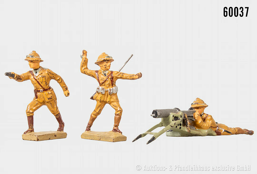 Lineol Afrikakorps Figuren, Masse, 7 cm, Altersspuren sonst Z 1-2
