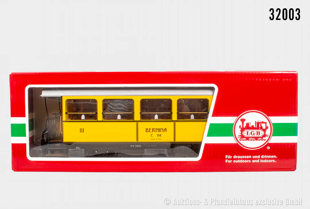 LGB Spur 2m: 30550 Personenwagen ?Bernina?, gelb, Tisch-Innenausstandtung