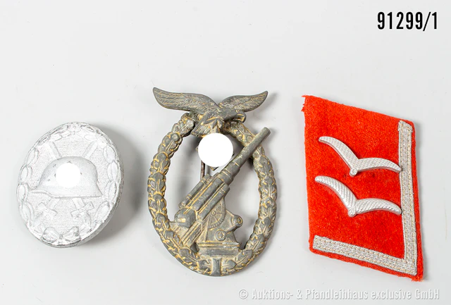 Konv. Flakkampfabzeichen, Zinkausf., Hersteller "WH", VWA in Silber