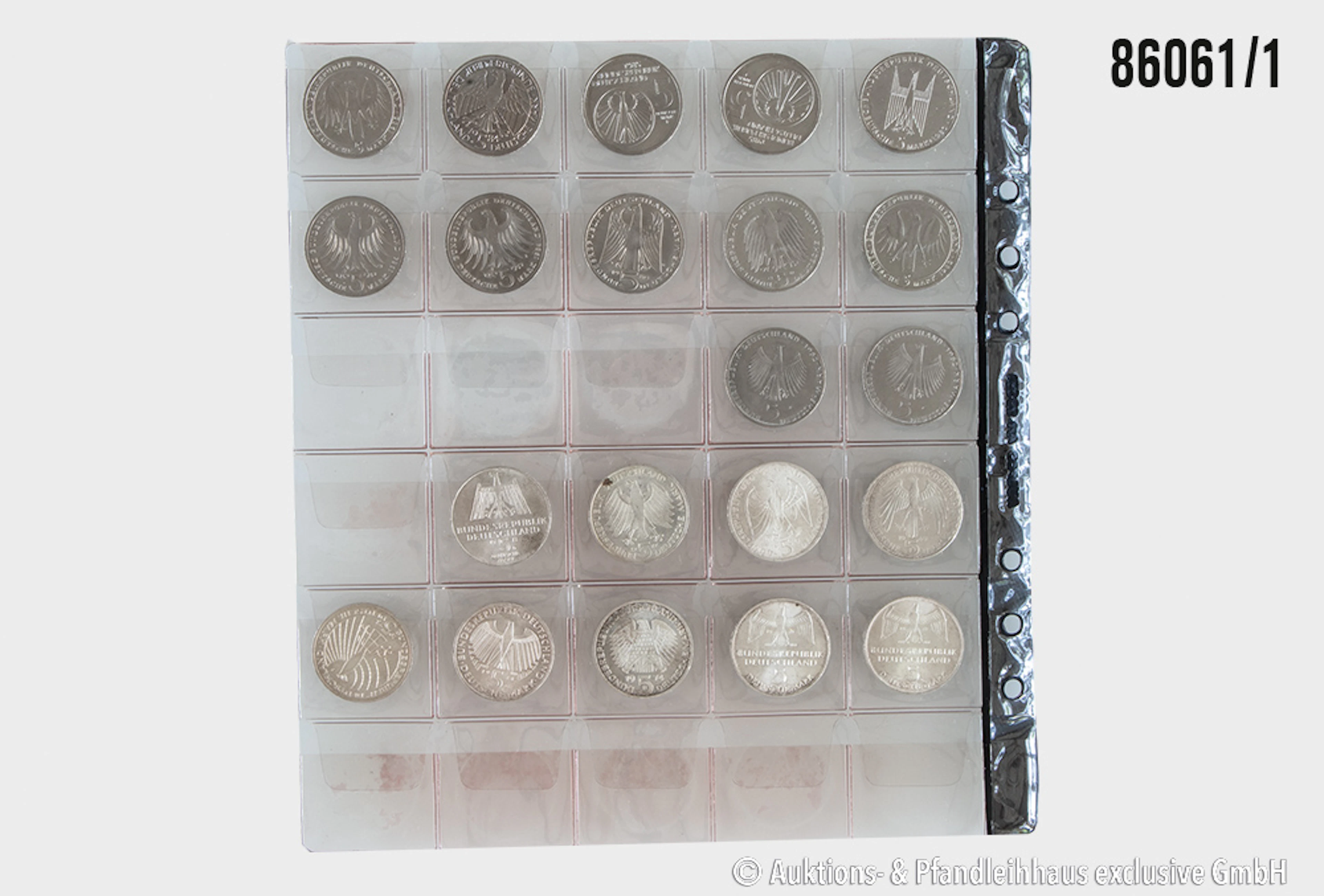 BRD Konvolut 21x 5 DM Gedenkmünzen, 9x in Silber 625, und 12x in Cu/Ni