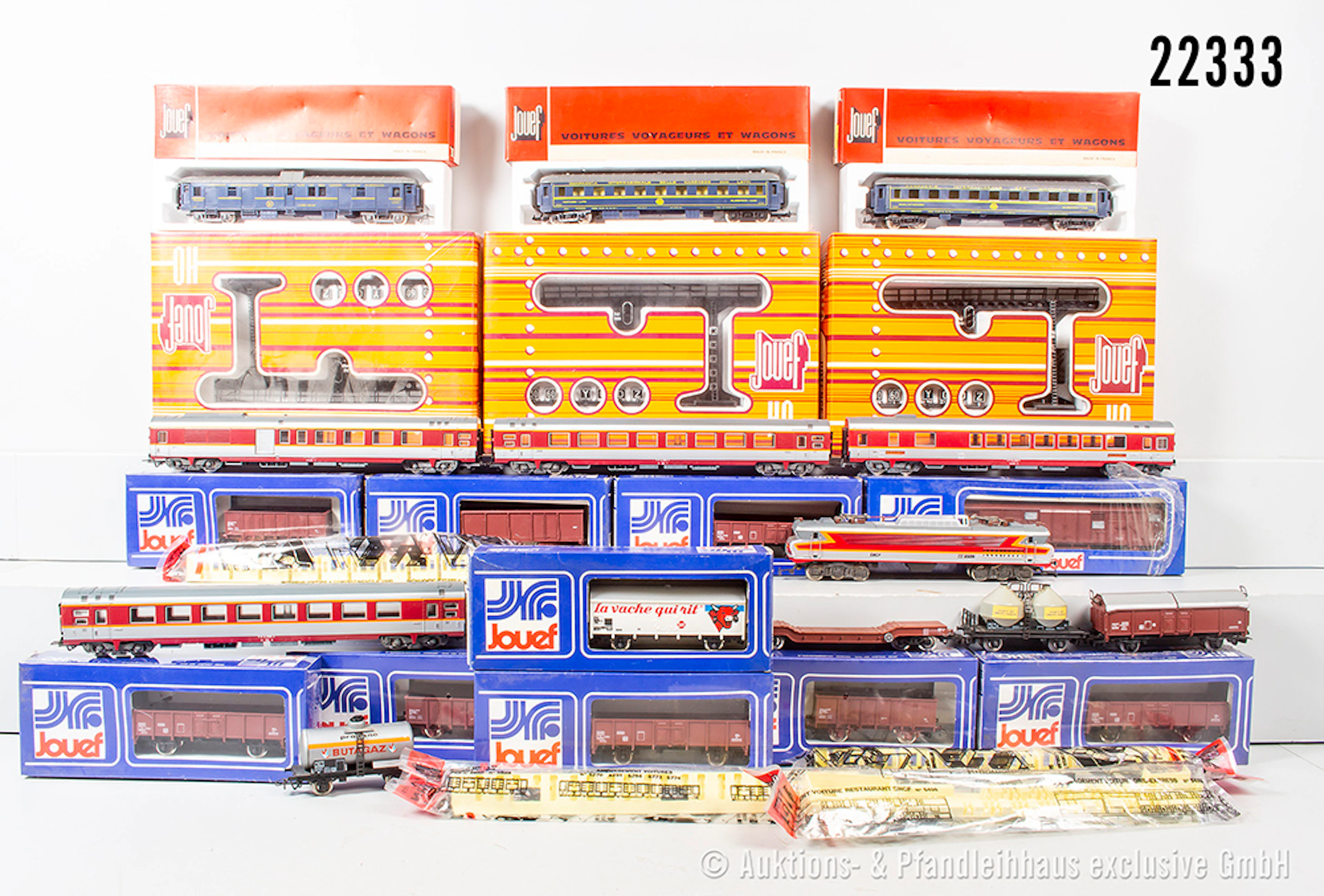 Jouef H0: E-Lok, SNCF, BN 6505 & 21x Wagen (4x mit Inneneinrichtung)