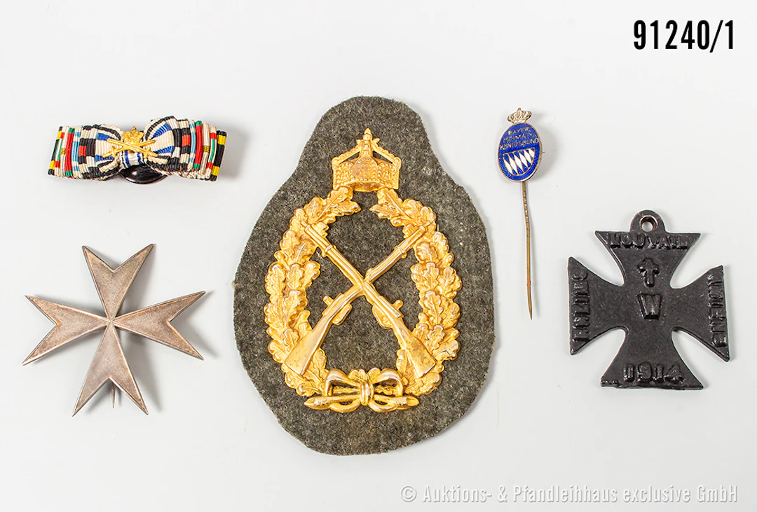 Konv. Johanniter-Steckkreuz, Breite ca. 5 cm, geschwärztes Eisenkreuz