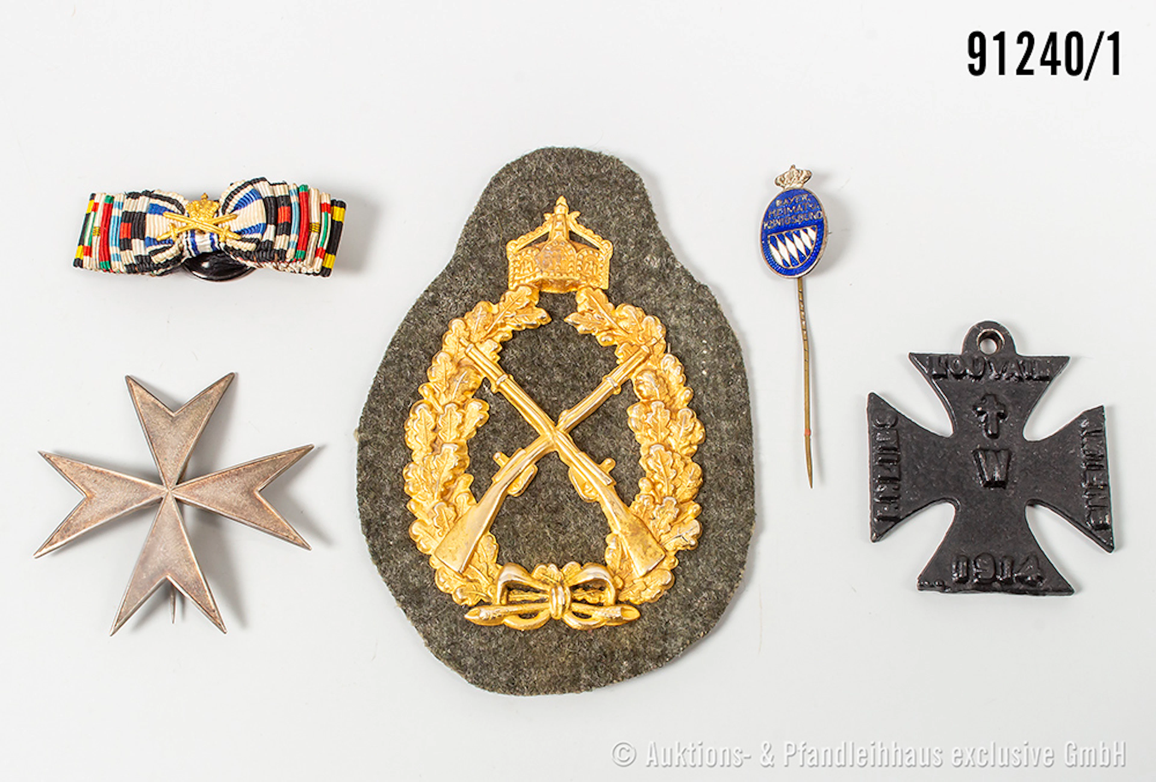 Konv. Johanniter-Steckkreuz, Breite ca. 5 cm, geschwärztes Eisenkreuz