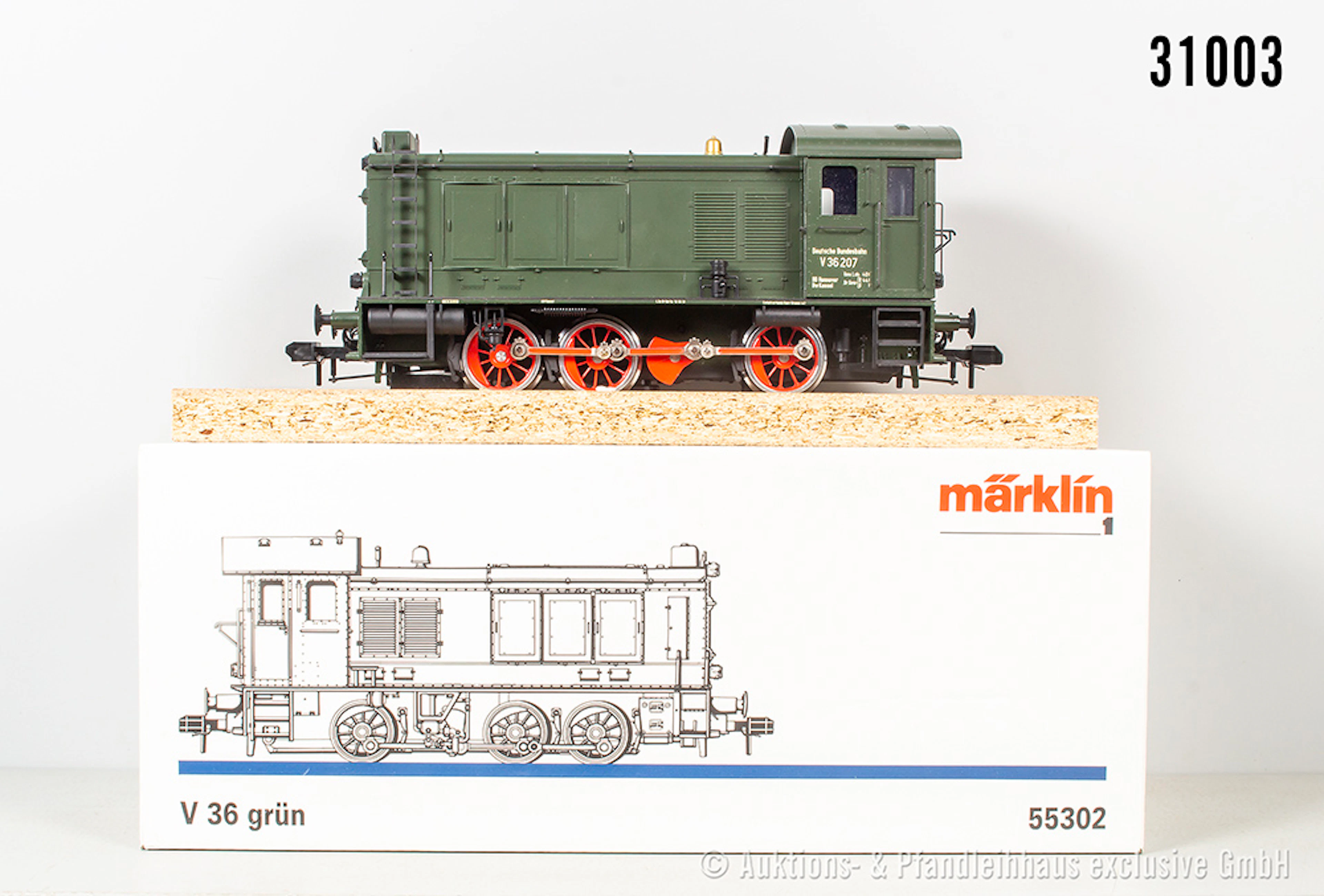 Märklin digital Spur 1: 55302 Diesellok, DB, BN V36 207 grün, Z 0-1, OVP