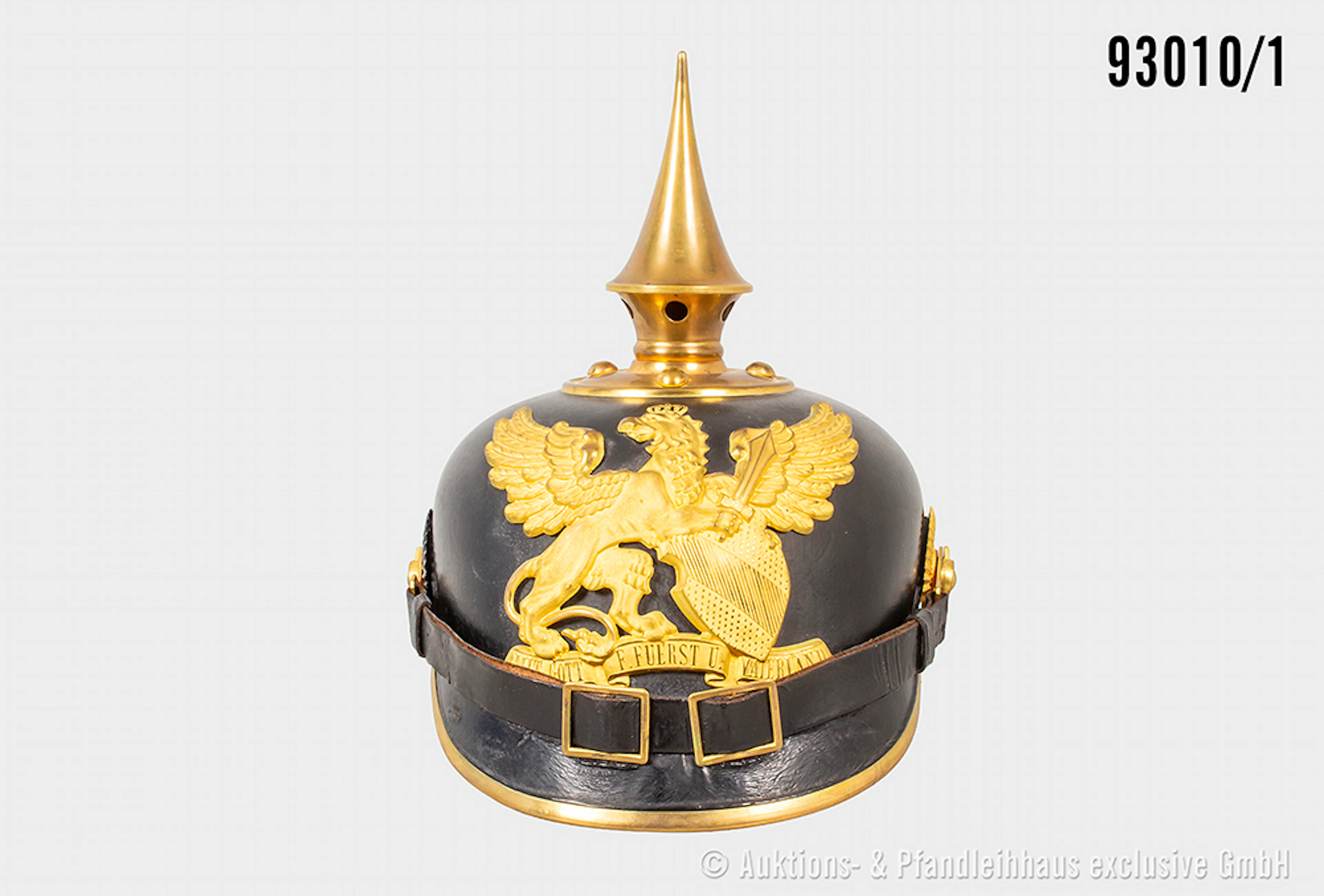 Baden, Pickelhaube für Feldwebel der Infanterie, komplett mit Emblem