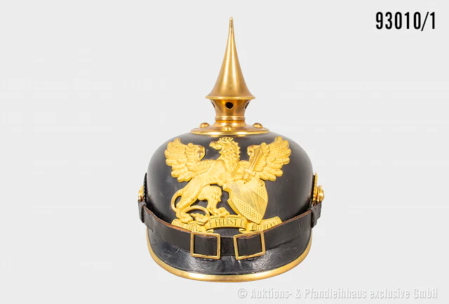 Baden, Pickelhaube für Feldwebel der Infanterie, komplett mit Emblem
