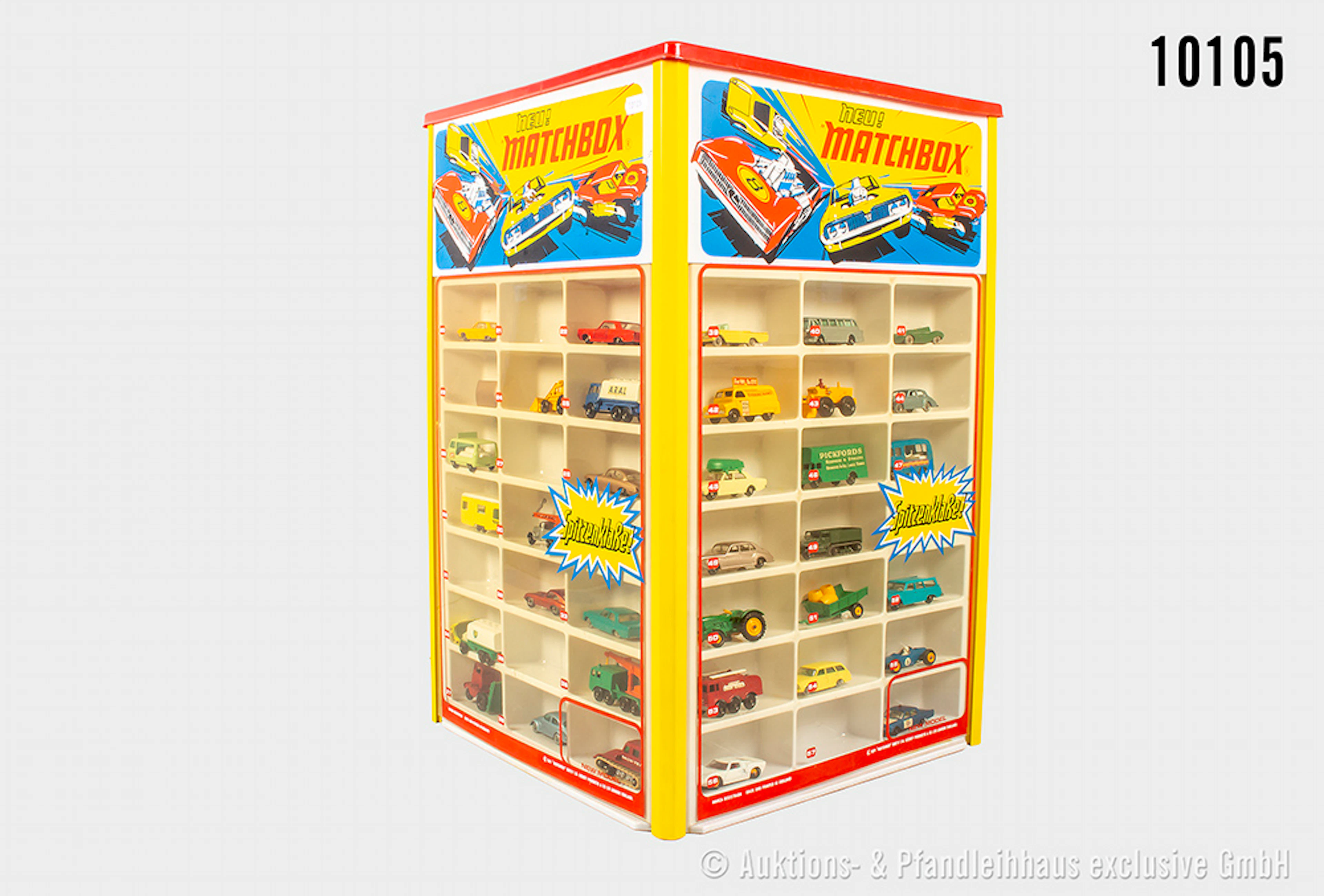 Matchbox Verkaufsdisplay mit 63 Modellen, Metall, 1:66, Fahrzeuge