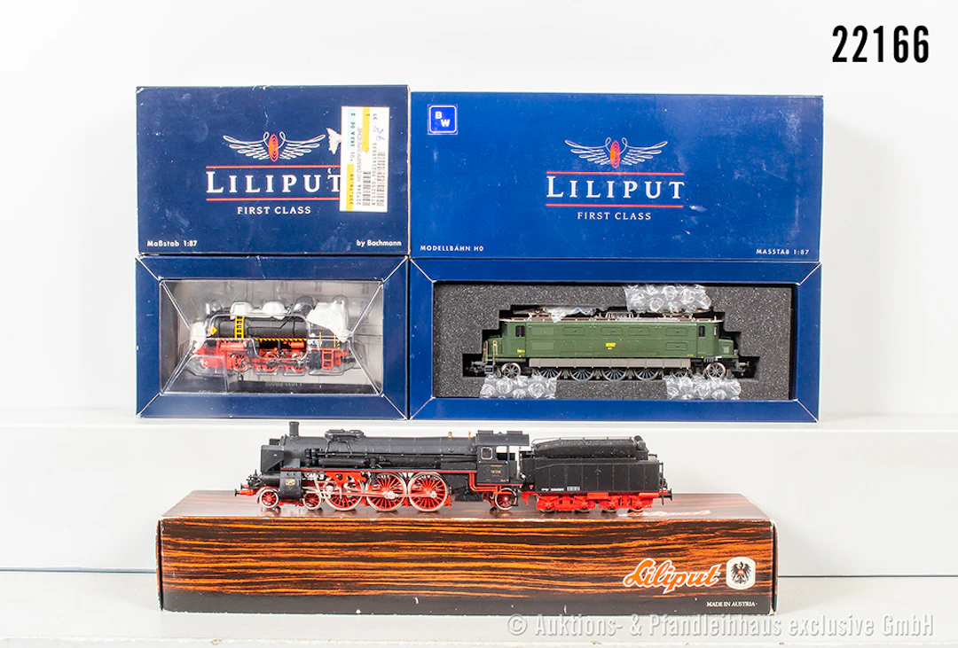 3x Liliput H0: 103030 Dampfspeicherlok C, UK 5 & 320115 E-Lok Ae 4/7