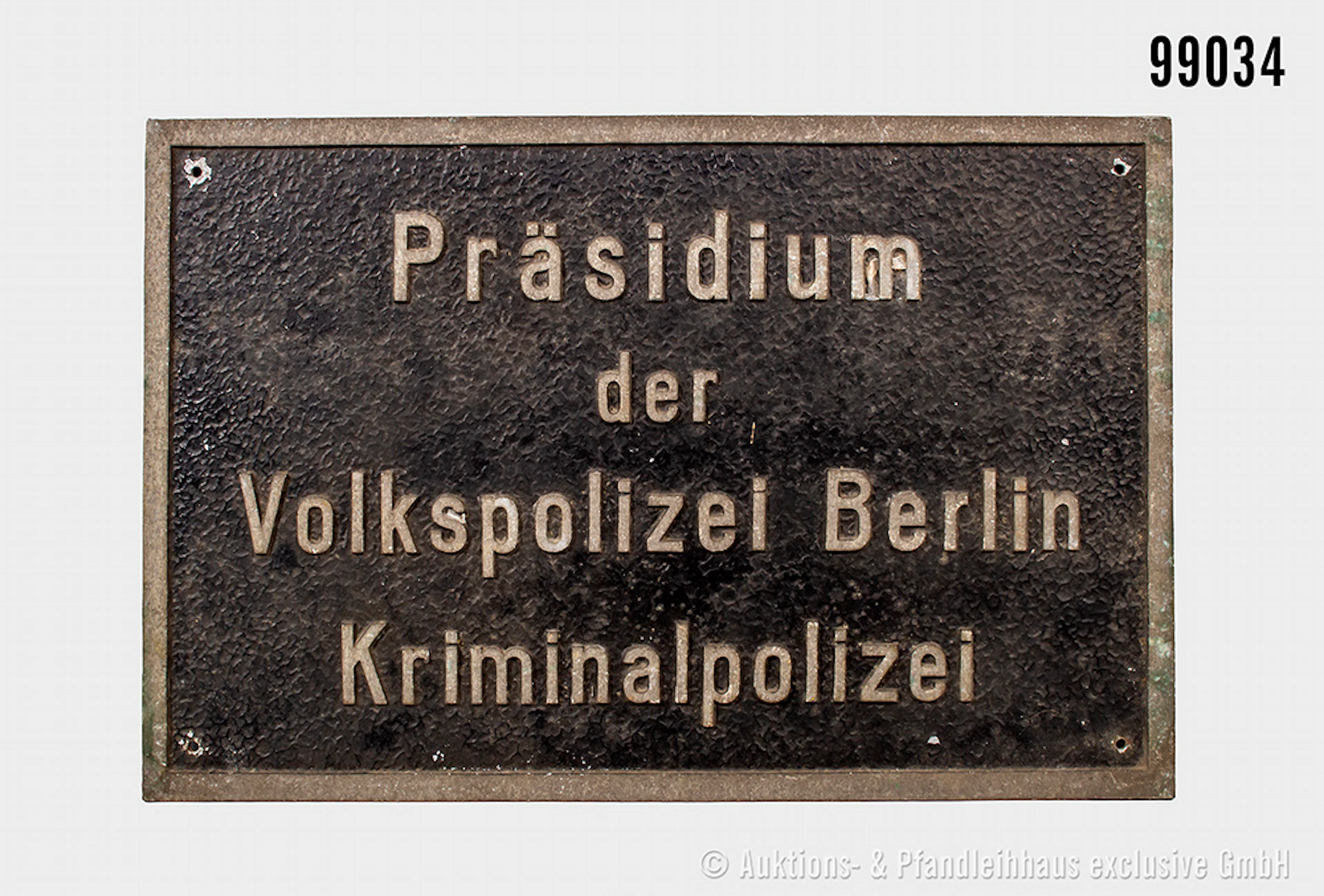 DDR Volkspolizei Dienststellenschild aus Aluminium "Präsidium der