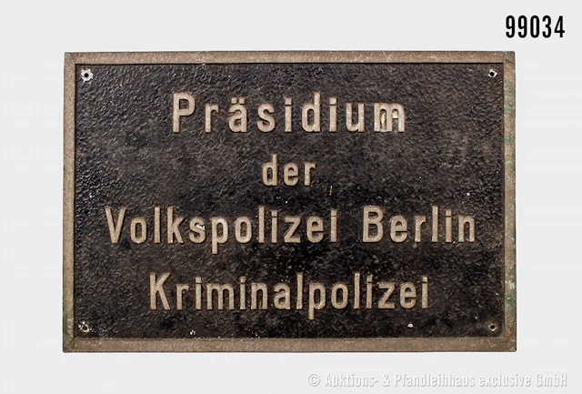 DDR Volkspolizei Dienststellenschild aus Aluminium "Präsidium der