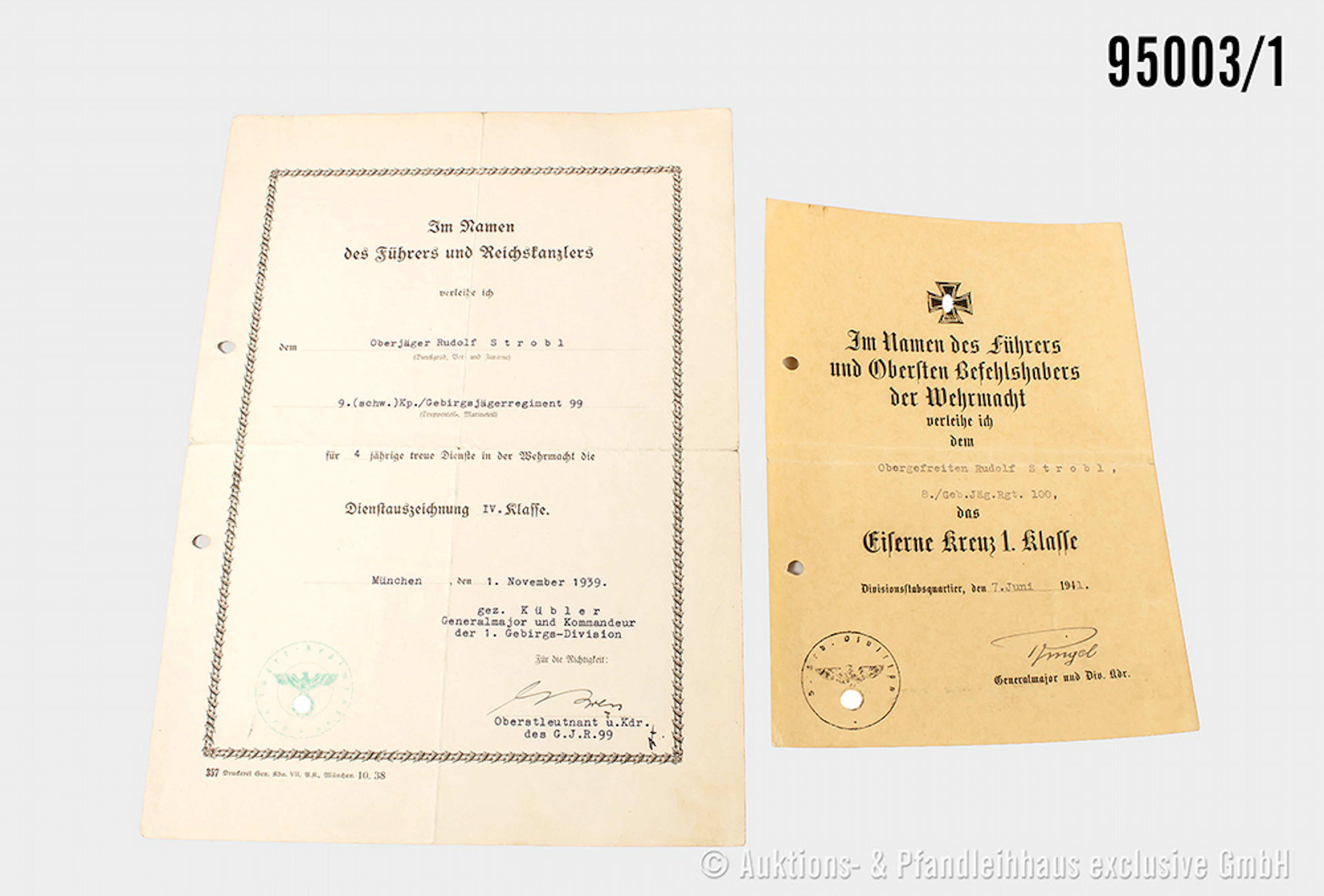Dokumentennachlass eines Hauptfeldwebel im Gebirgsjäger-Regiment 99