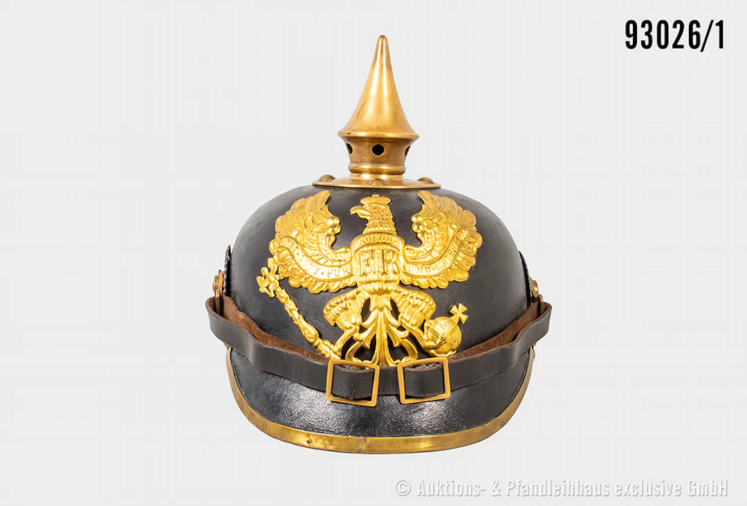 Preußen, Pickelhaube für Mannschaften der Infanterie, komplett mit