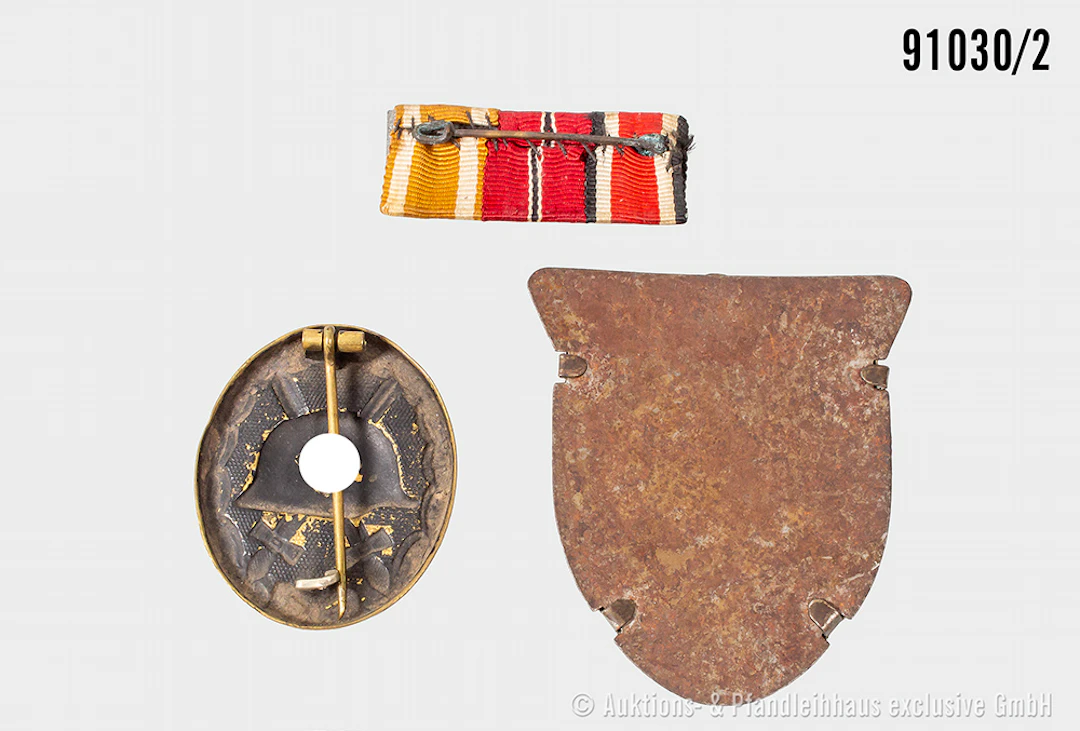 Konv. EK 2 1939, beschädigte Verleihungstüte, VWA schwarz, Kubanschild