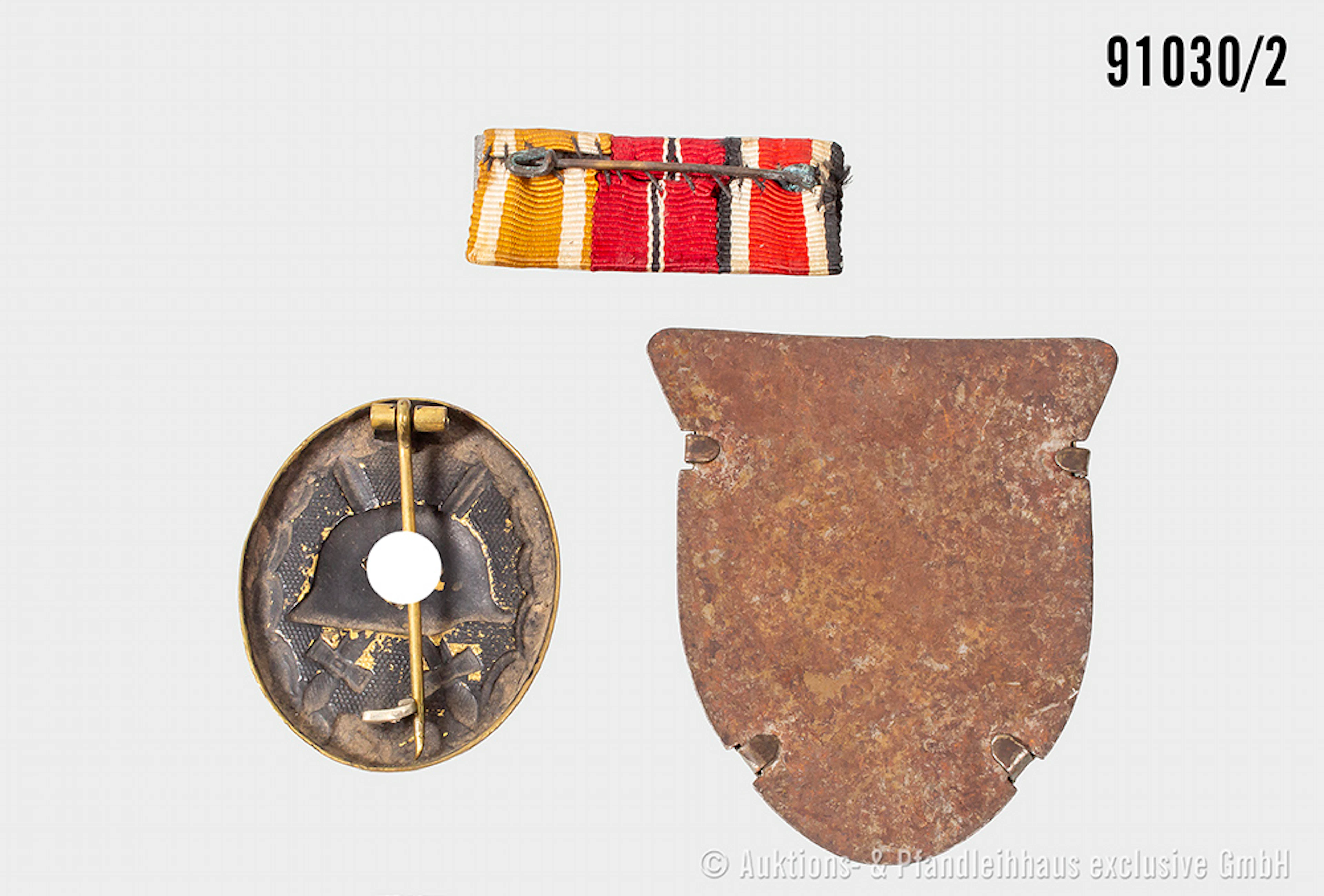 Konv. EK 2 1939, beschädigte Verleihungstüte, VWA schwarz, Kubanschild