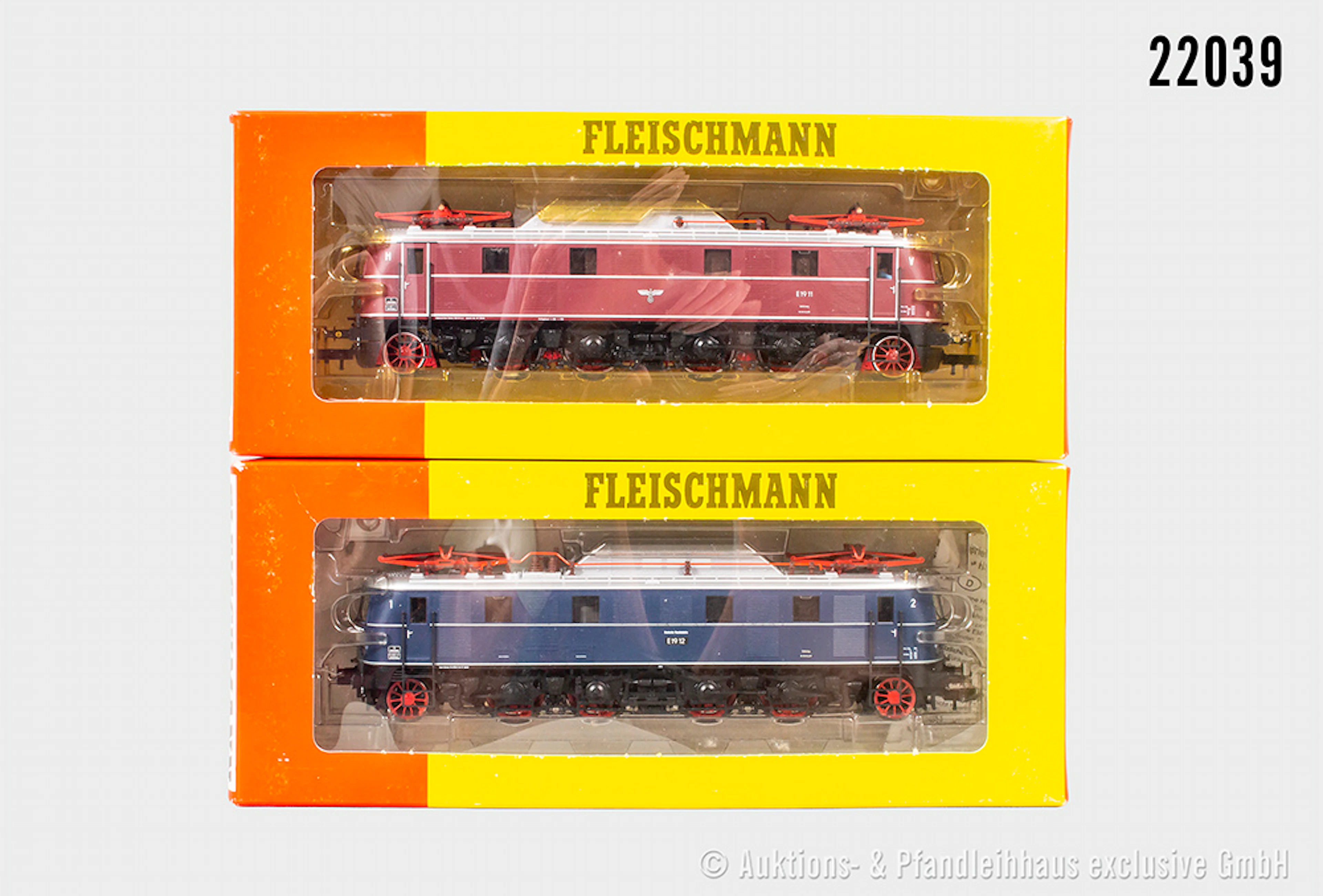 2x Fleischmann H0 E-Lok, DB: 4139, DB, BN E19 12 & 844911, DRG, BN