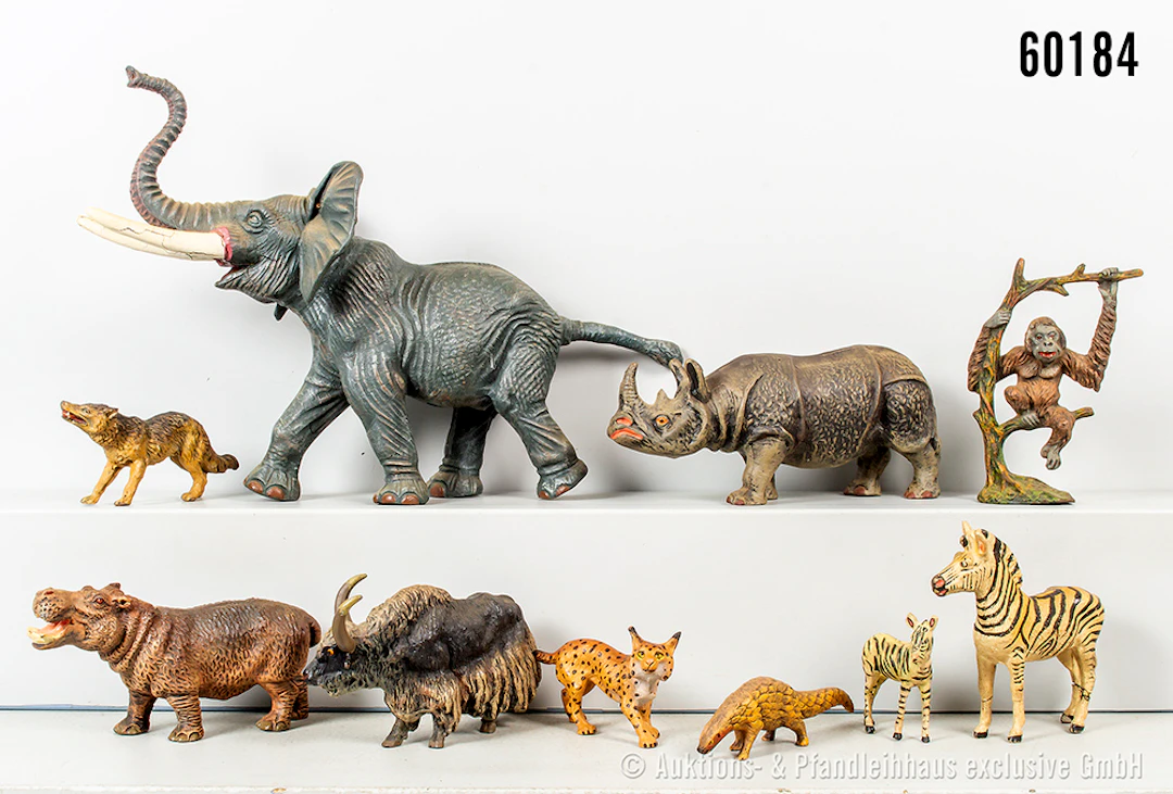 Tiere, u.a. Elefant, Nilpferd, Wolf, Schuppentier, Masse, L bis ca.