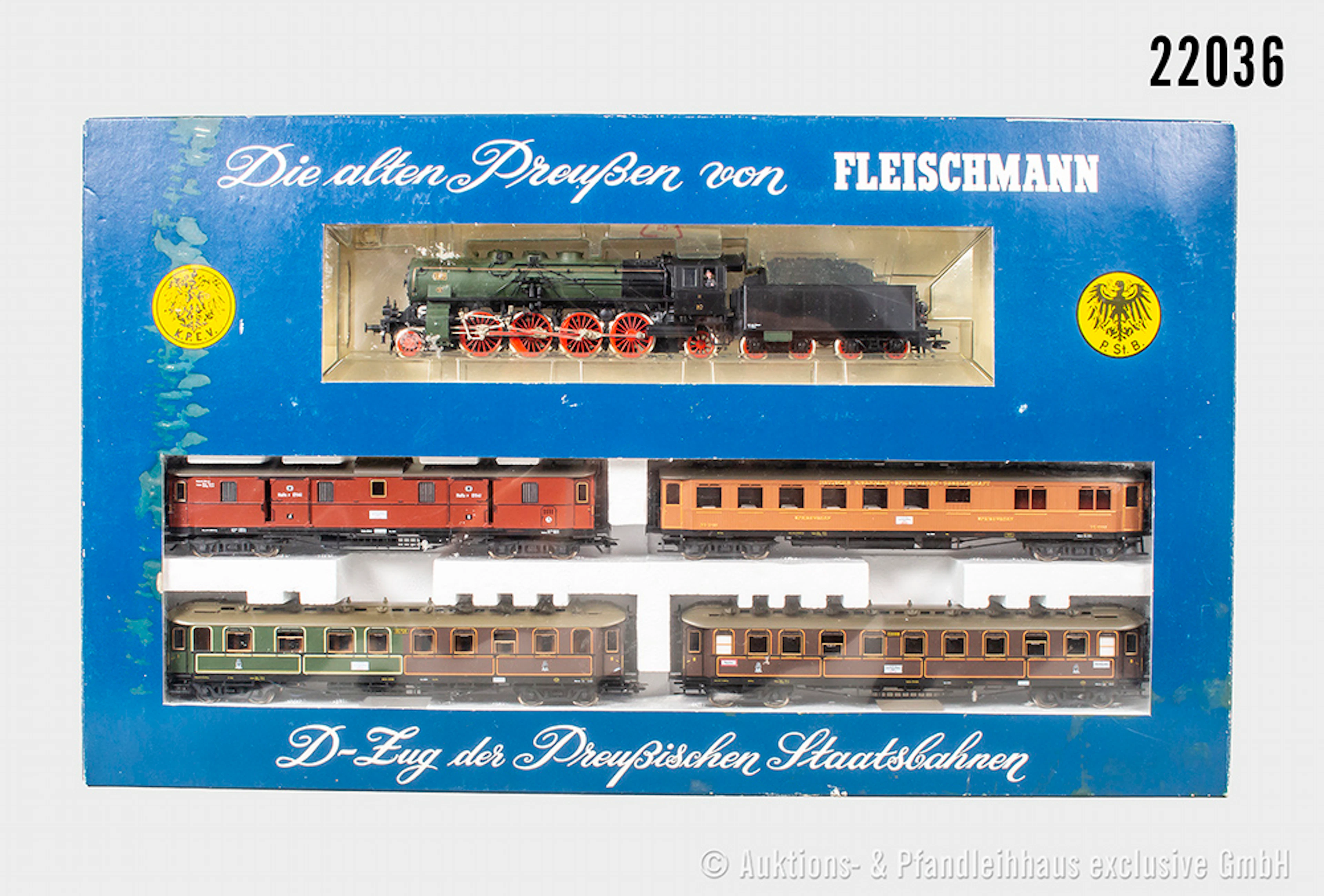 Fleischmann H0 Zug-Set: 4885, KPEV, Dampflok P10, BN 2810, 4 Personenwagen