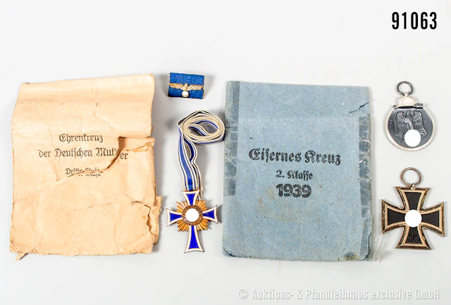 Konv. EK 2 1939 und Mutterkreuz in bronze, jeweils mit beschädigten