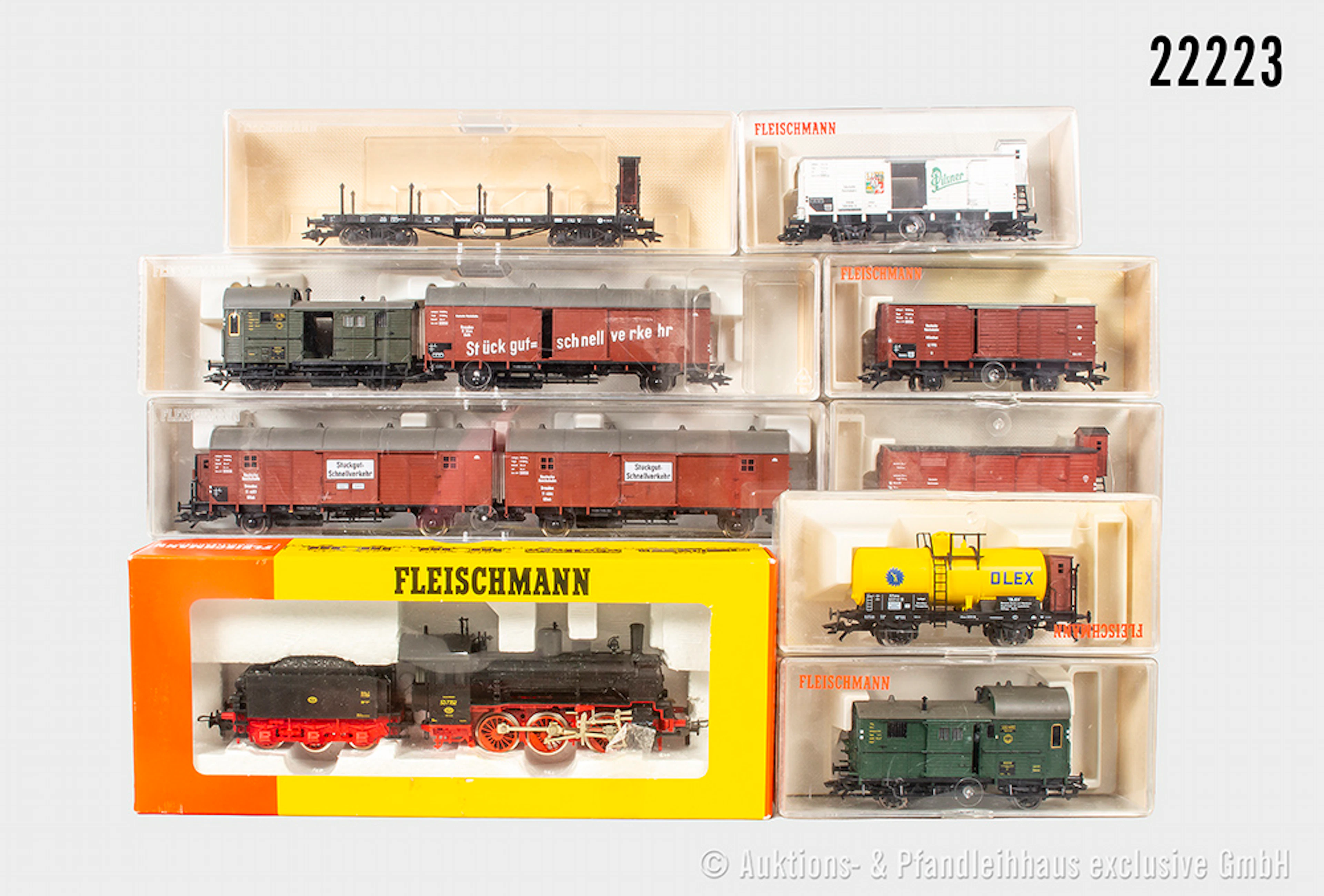 Fleischmann H0 Güterzug DRG: 4124 Dampflok, BN 53 7752 & 8x Wagen, Z 1, OVP