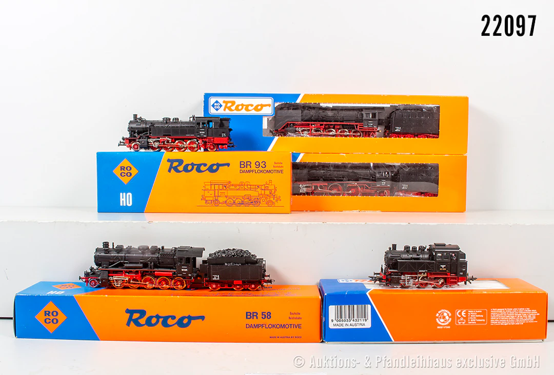 5x Roco H0 Dampflok, DRG: 43211, BN 80 008 (n.A.d.E. digit.) & BN