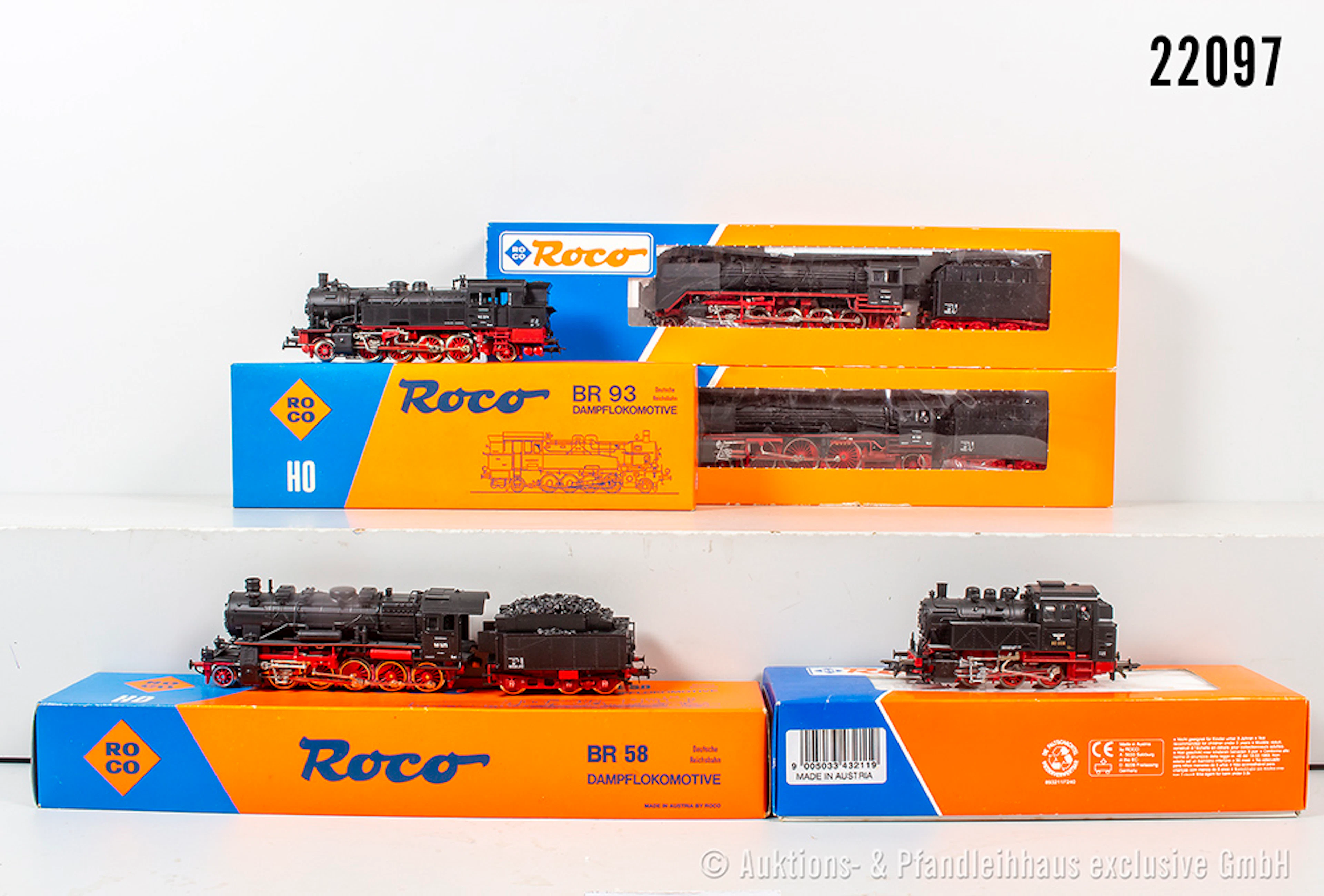 5x Roco H0 Dampflok, DRG: 43211, BN 80 008 (n.A.d.E. digit.) & BN
