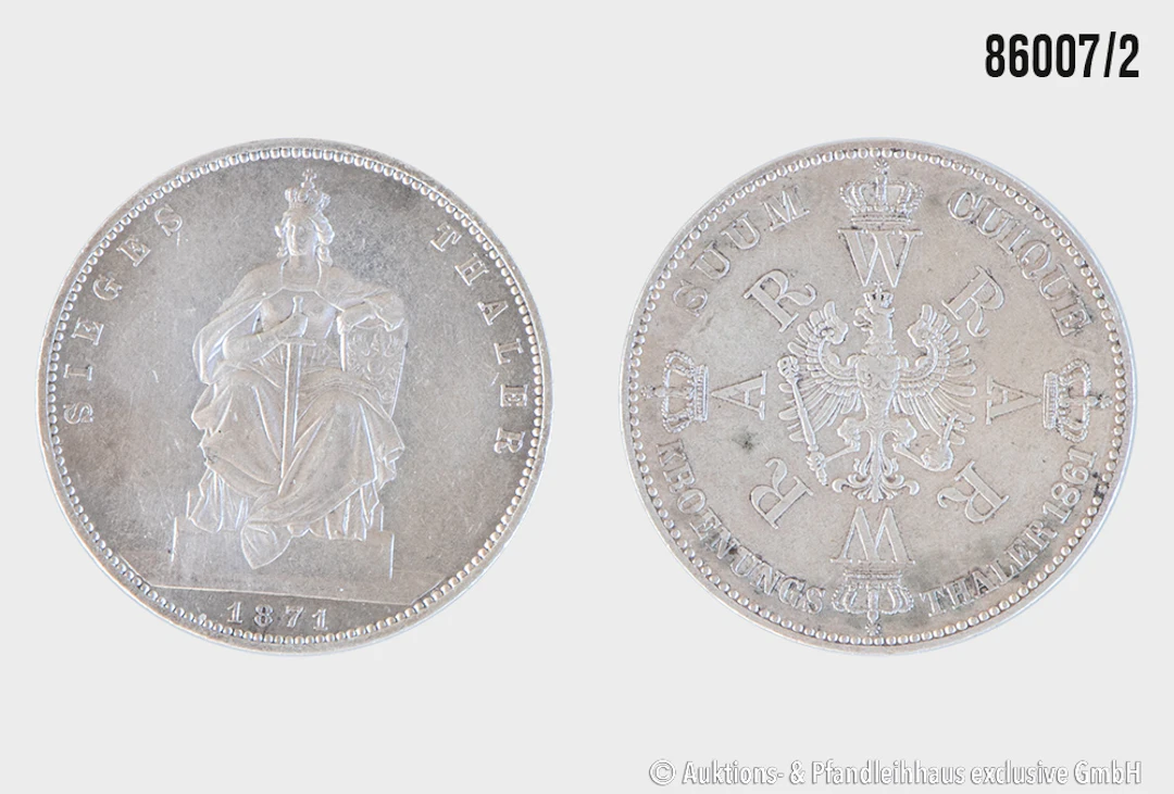 Preußen Krönungstaler 1861 Wilhelm I u. Königin Augusta, Silber 900