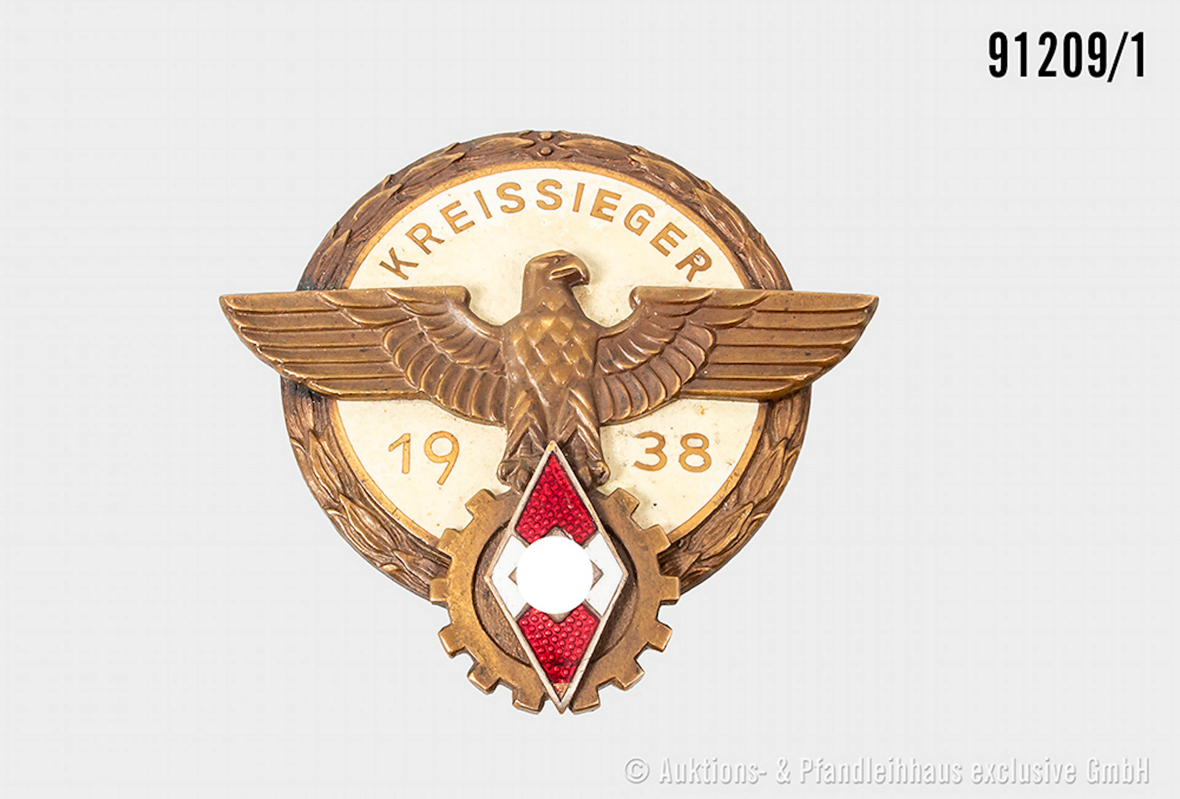Abzeichen für Kreissieger 1938, Hersteller "G. Brehmer Markneukichen"